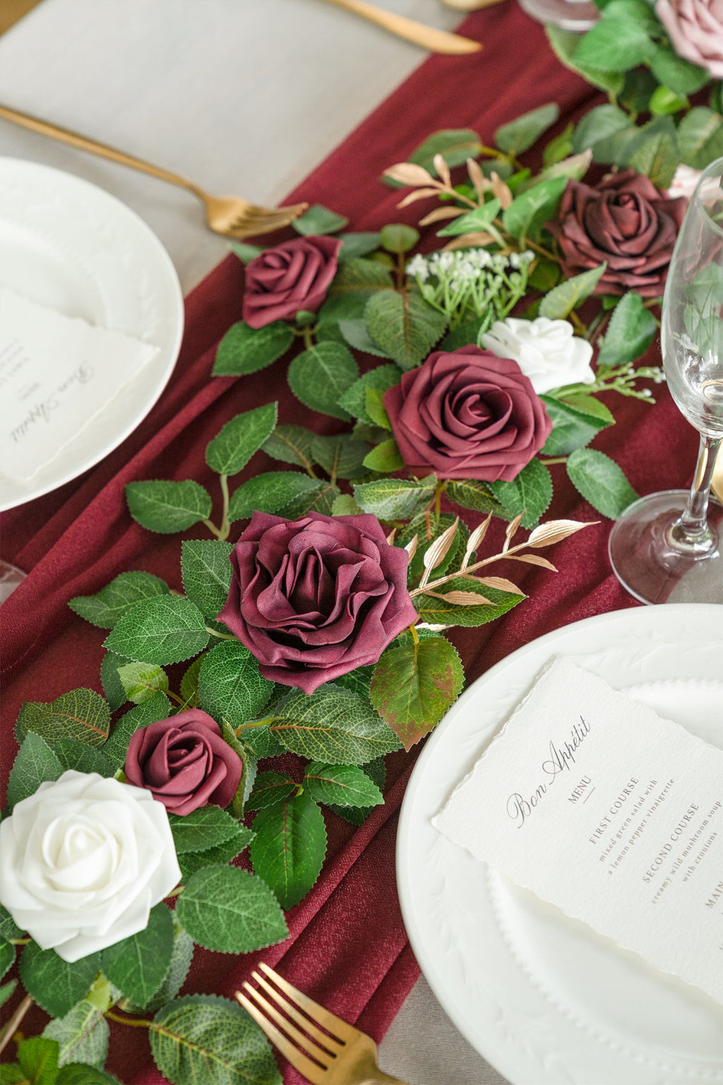 Rose Flower Garland 5FT - Burgundy - lingsDev