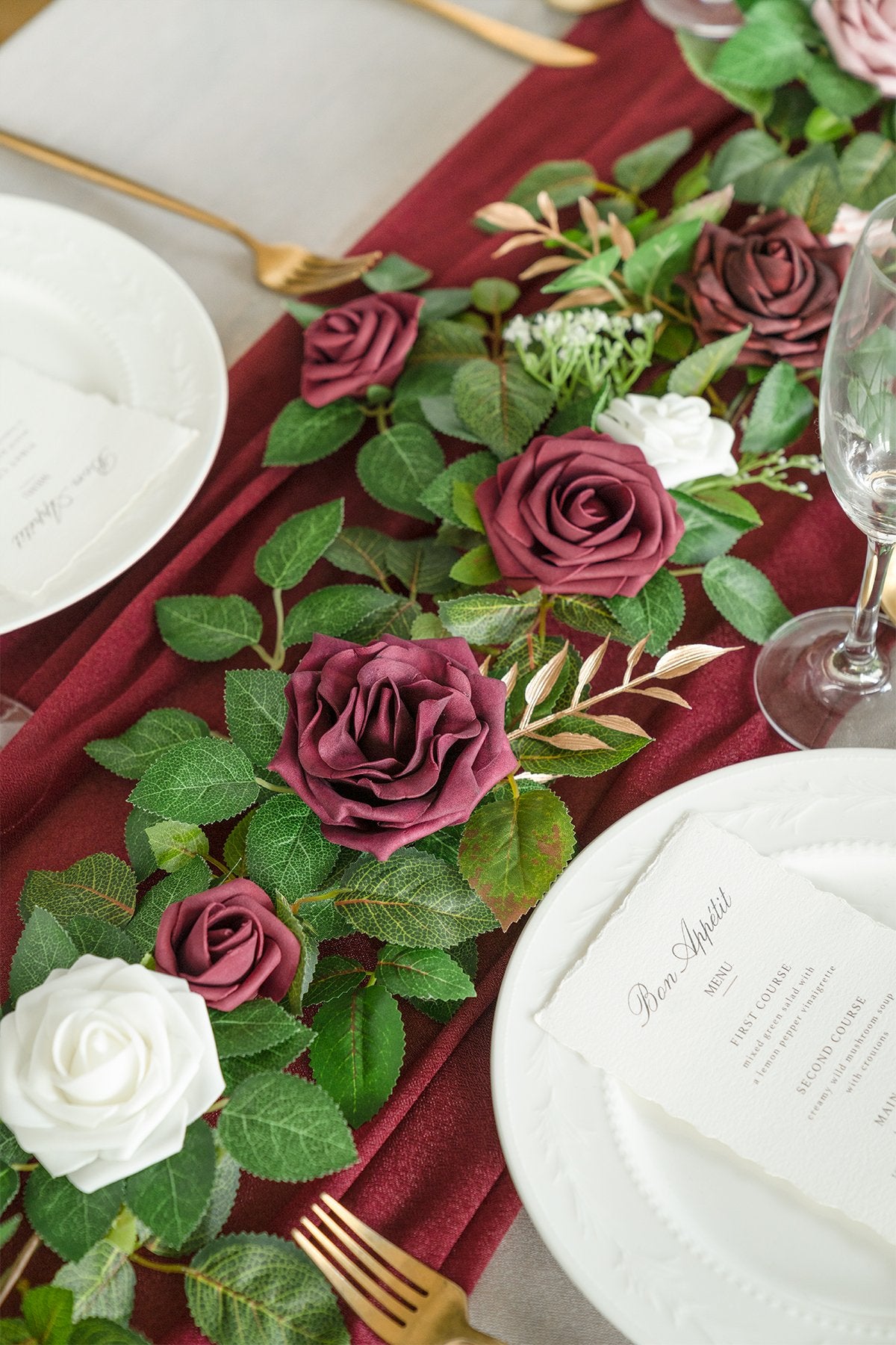 Rose Flower Garland 5FT - Burgundy - lingsDev
