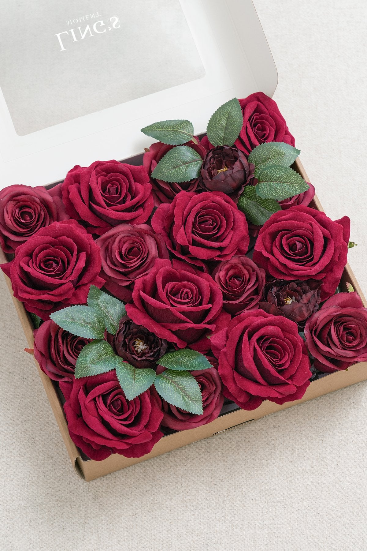 Silk Rose Flowers Box Set - Burgundy - lingsDev