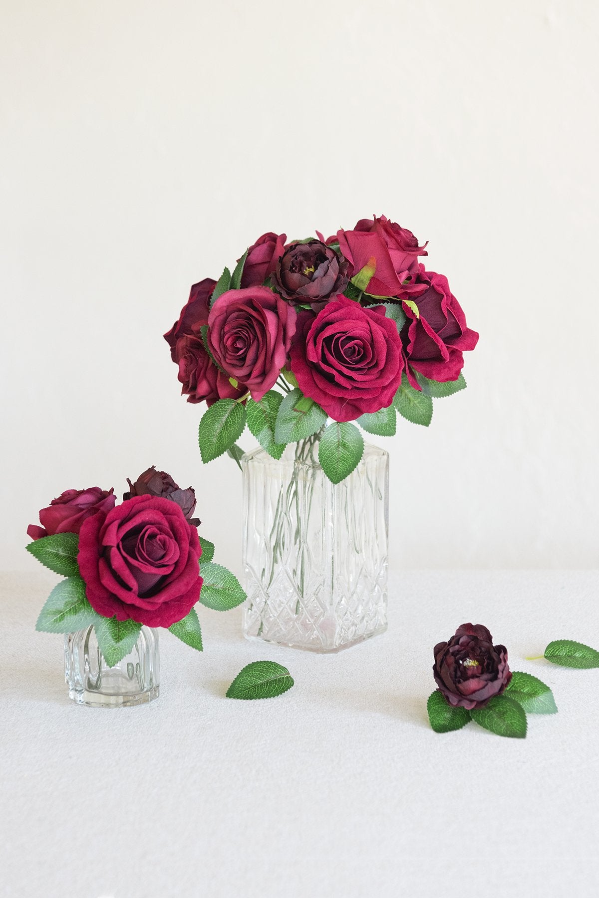 Silk Rose Flowers Box Set - Burgundy - lingsDev