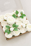3.5" Silk Austin Rose & 3" Cabbage Rose with Stem - 3 Styles