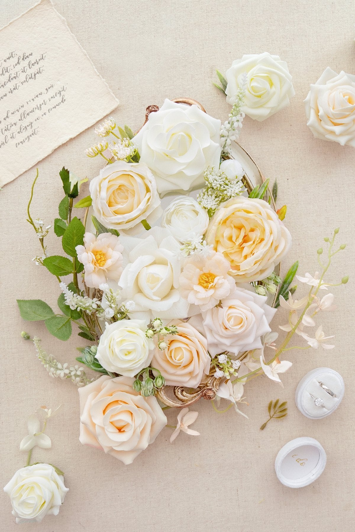 White & Beige Flowers & Greenery for DIY - lingsDev