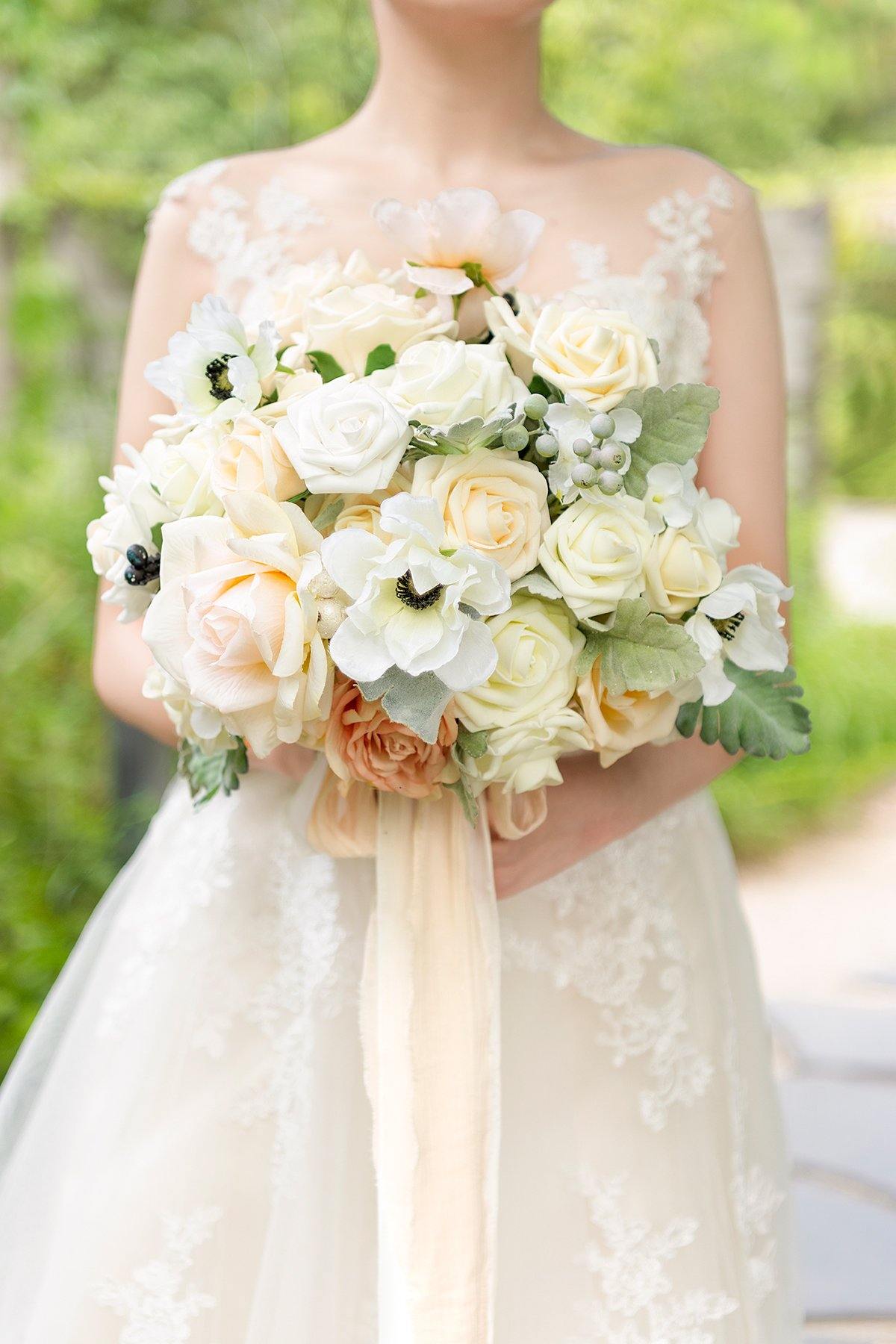 11" Bridal Bouquet - Serene Ivory - lingsDev