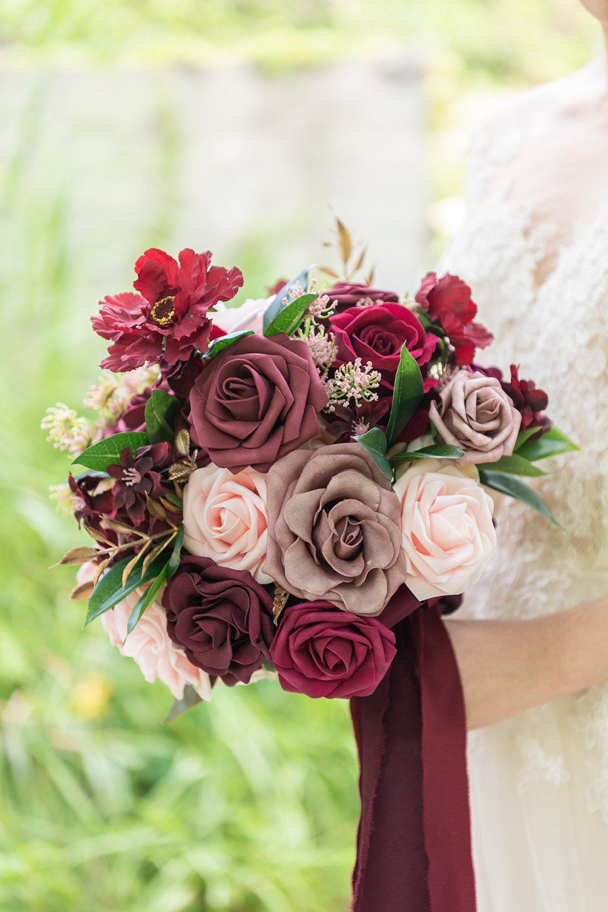 11" Bridal Bouquet - Burgundy - lingsDev
