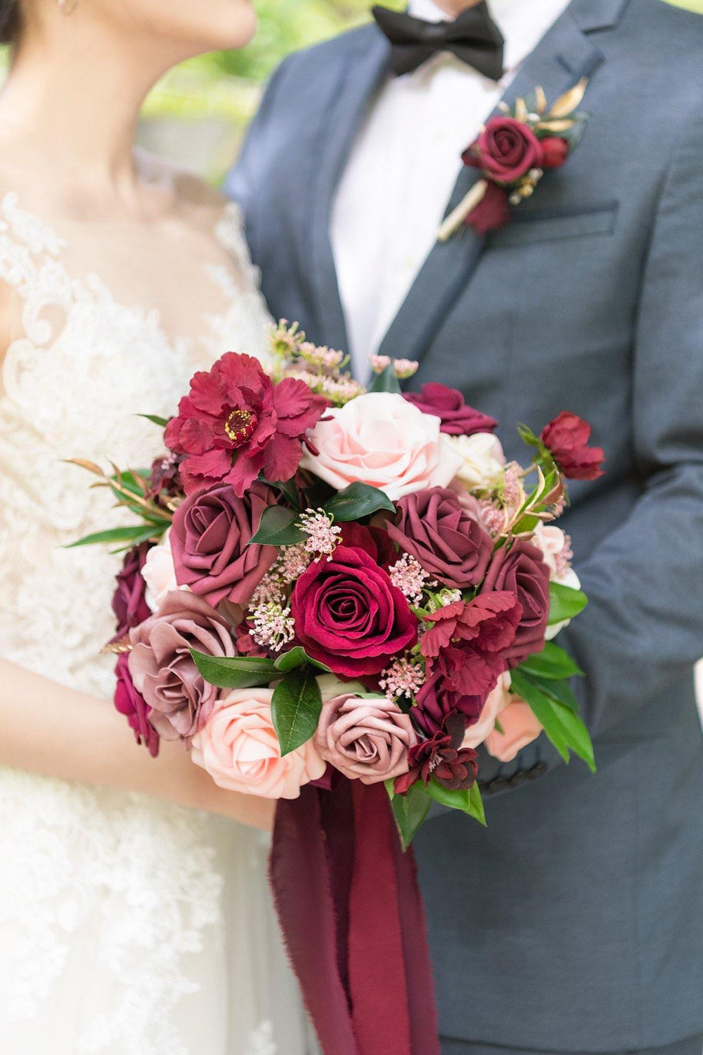 11" Bridal Bouquet - Burgundy - lingsDev