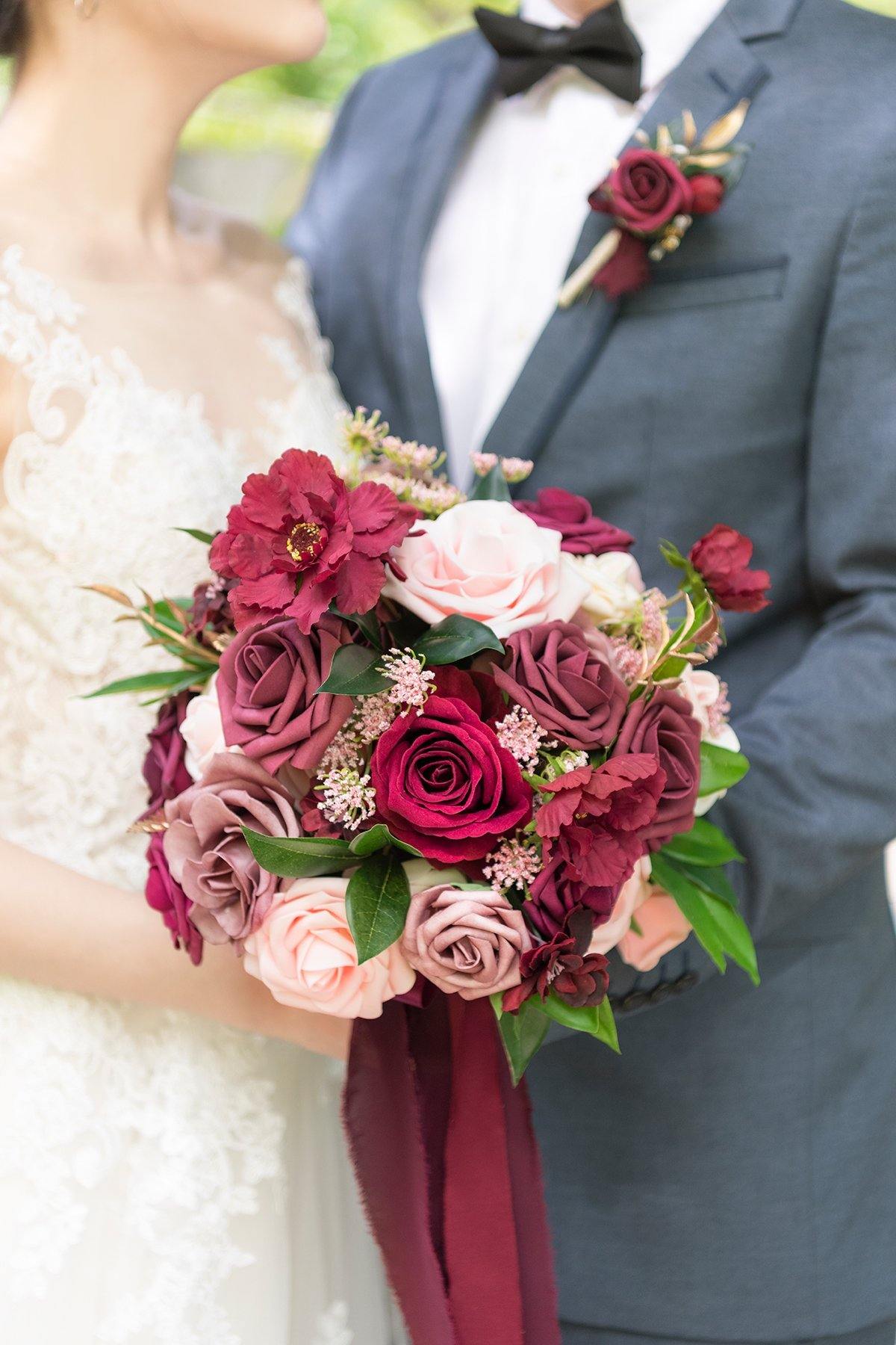 11" Bridal Bouquet - Burgundy - lingsDev
