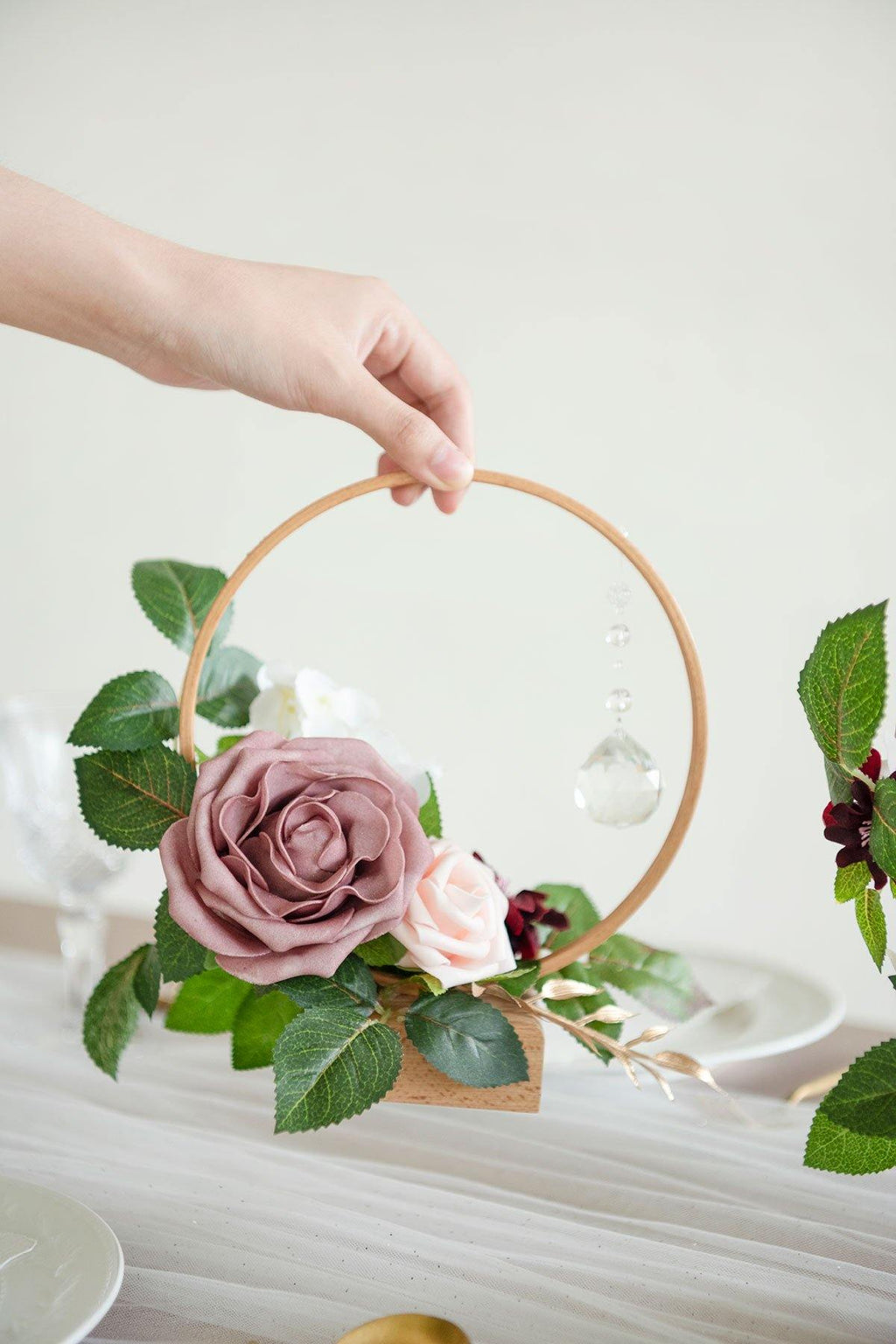 Wood Floral Centerpieces (Set of 3) - Dusty Rose - lingsDev