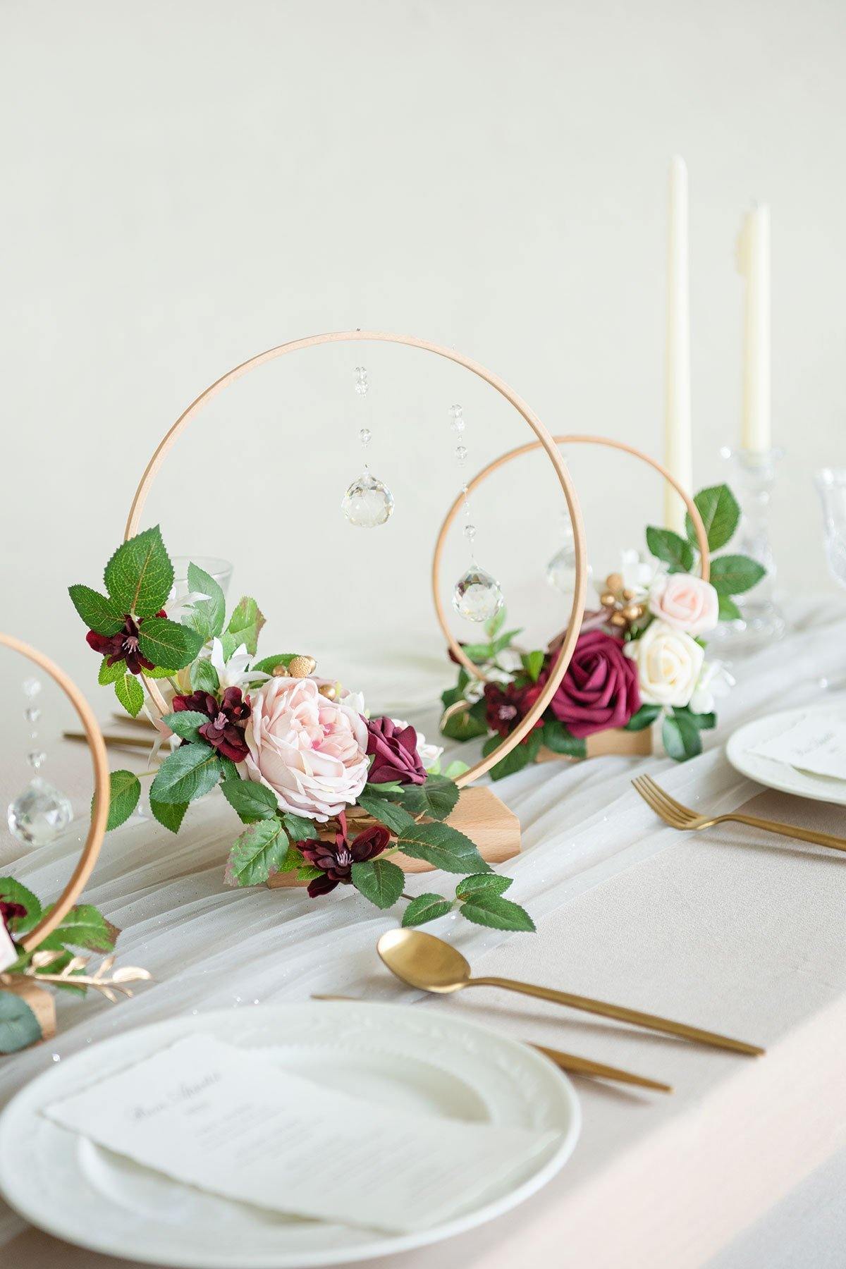 Wood Floral Centerpieces (Set of 3) - Dusty Rose - lingsDev