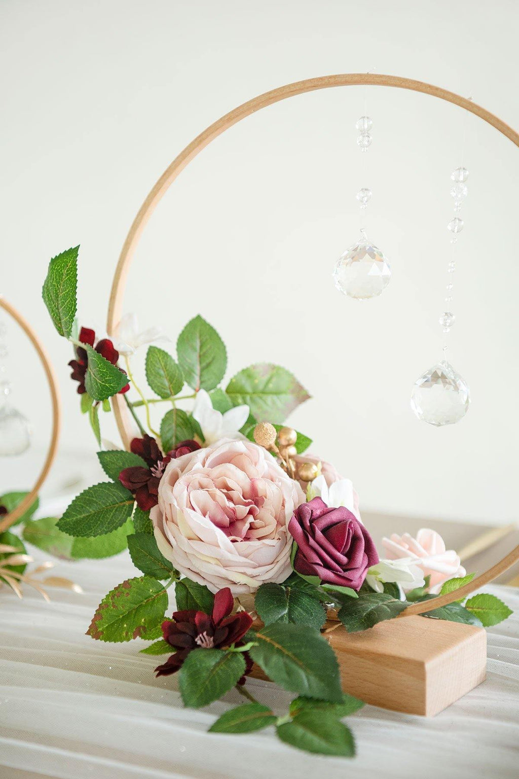 Wood Floral Centerpieces (Set of 3) - Dusty Rose - lingsDev