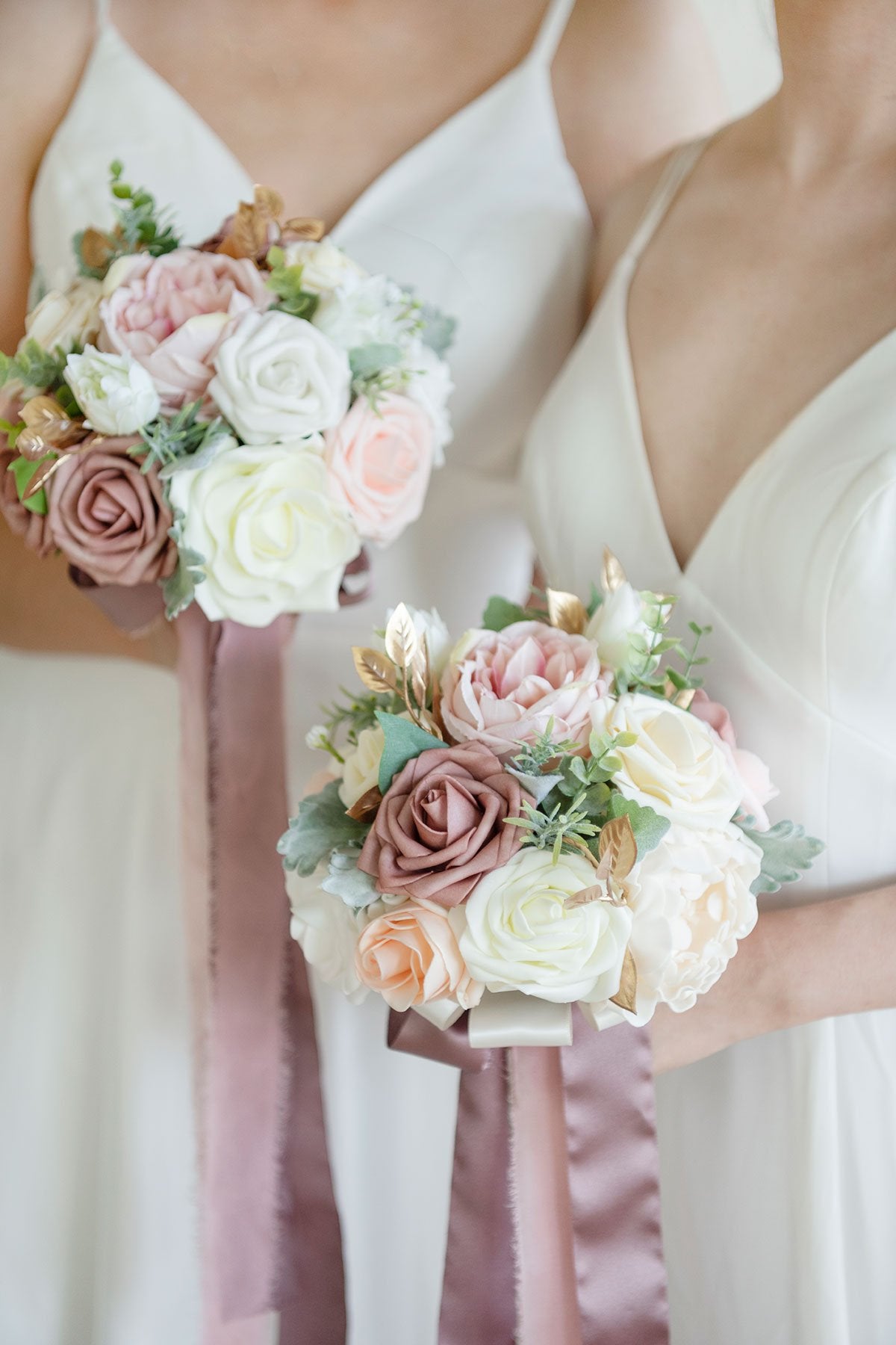 7"/ 9" Bridesmaid Bouquet - Dusty Rose & Cream