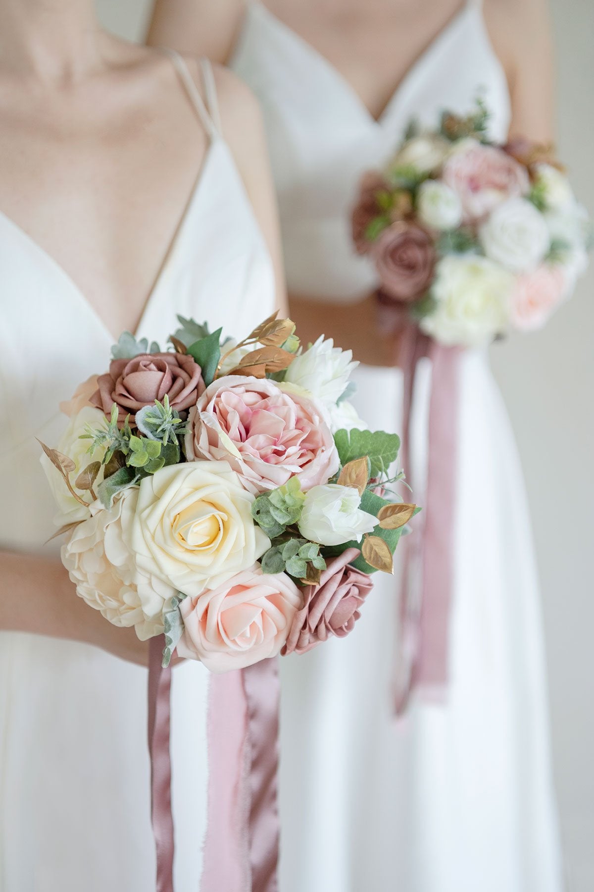 7"/ 9" Bridesmaid Bouquet - Dusty Rose & Cream