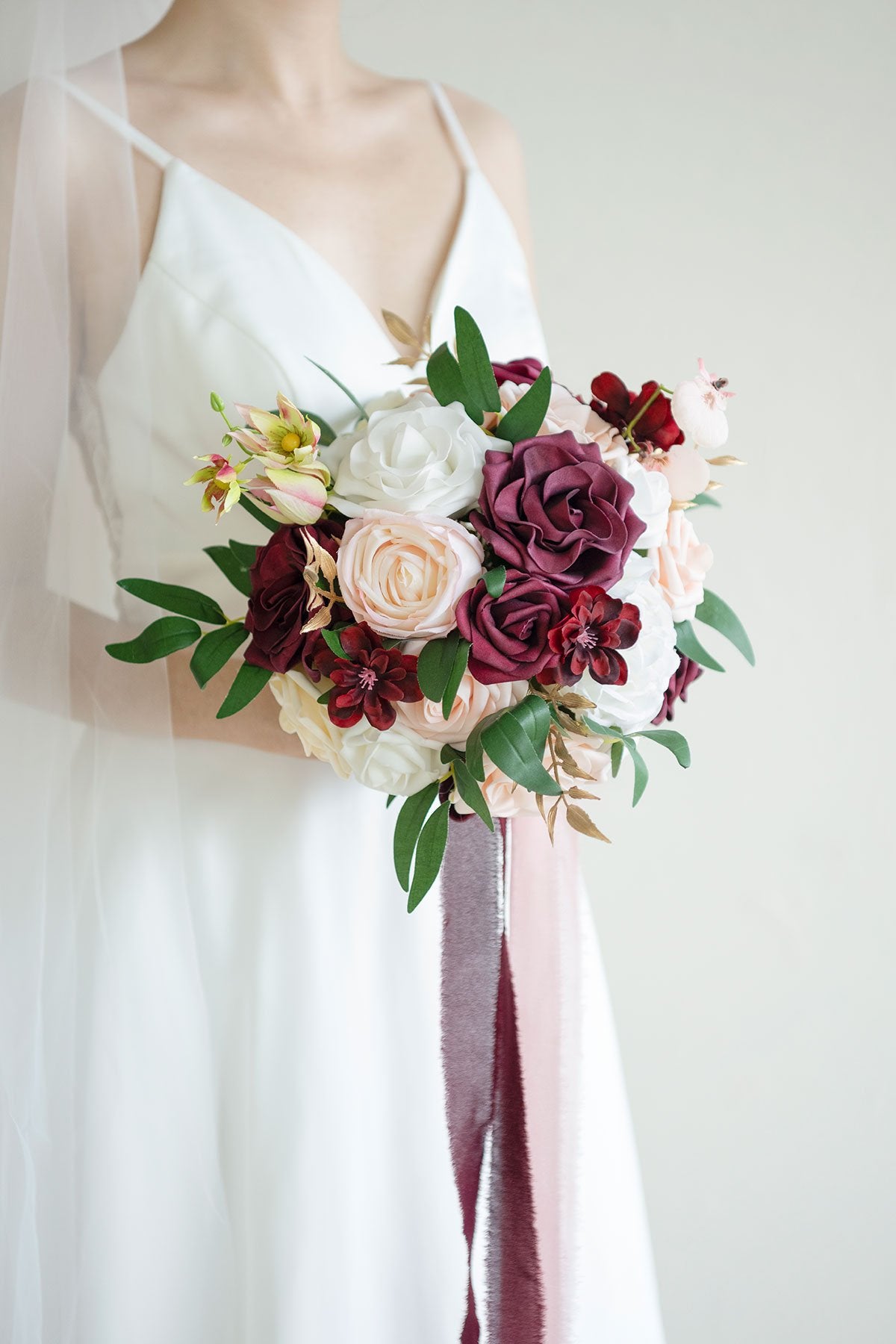 7"/9" Bridesmaid Bouquet - Marsala - lingsDev
