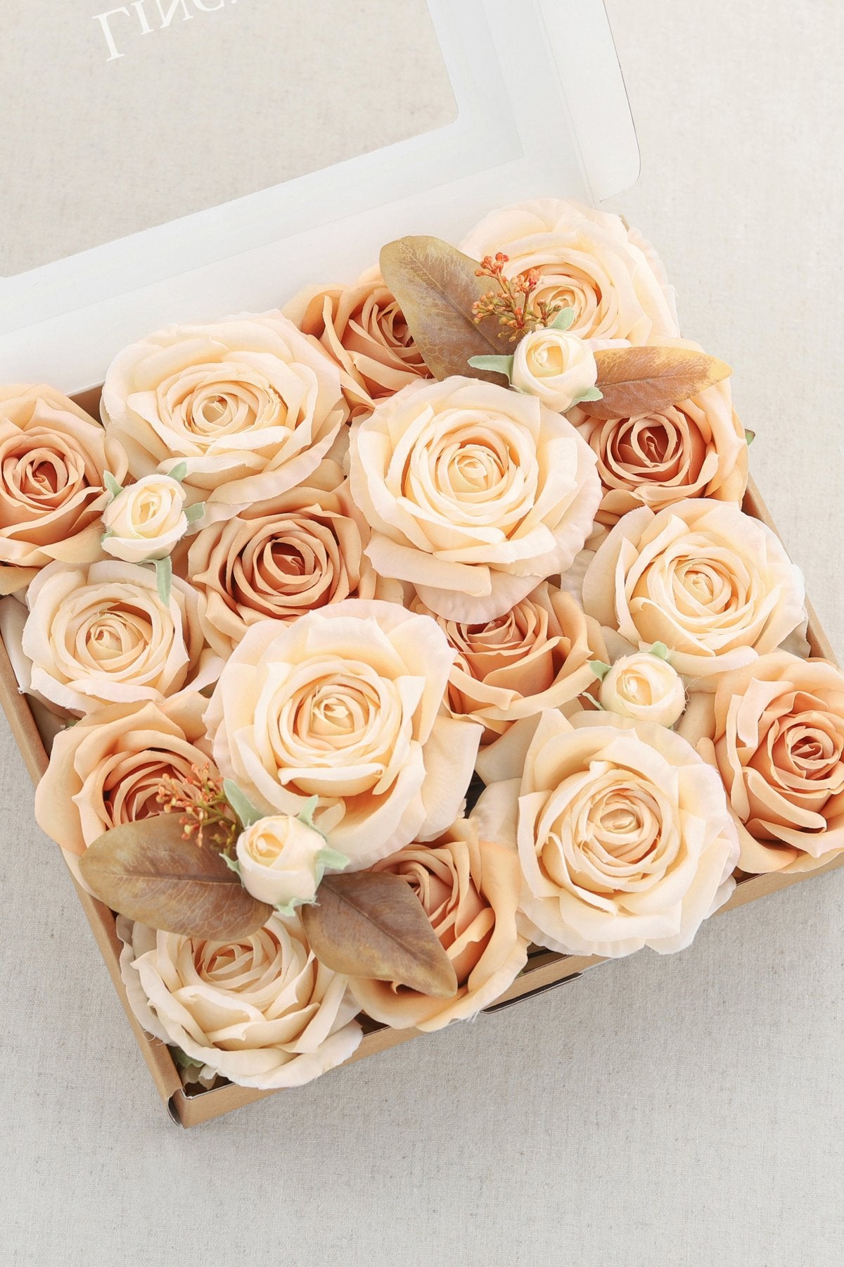 Silk Chorale Rose & Vendela Rose with Stem - Ivory&Cream - lingsDev