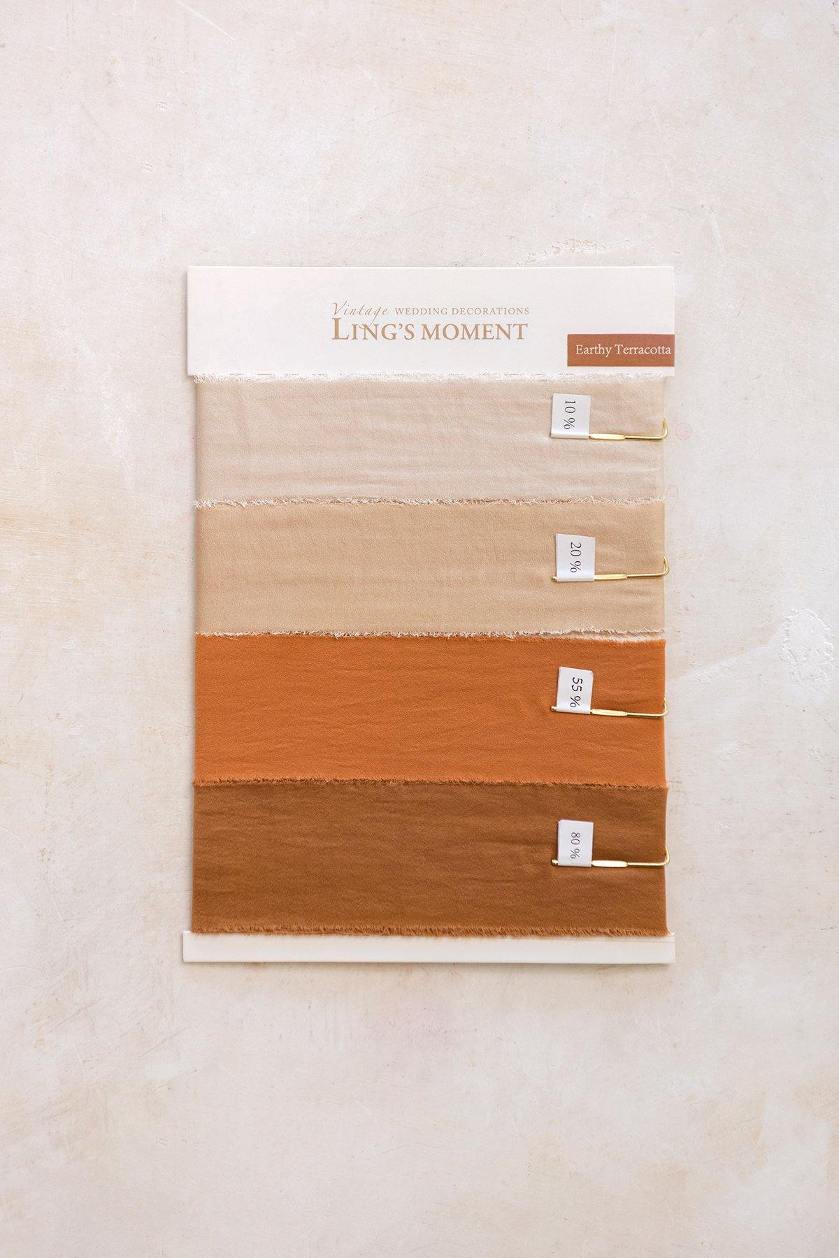 1.5"w x 1.5 Yard Chiffon Ribbons Sample Swatch Card - 5 Tones - lingsDev