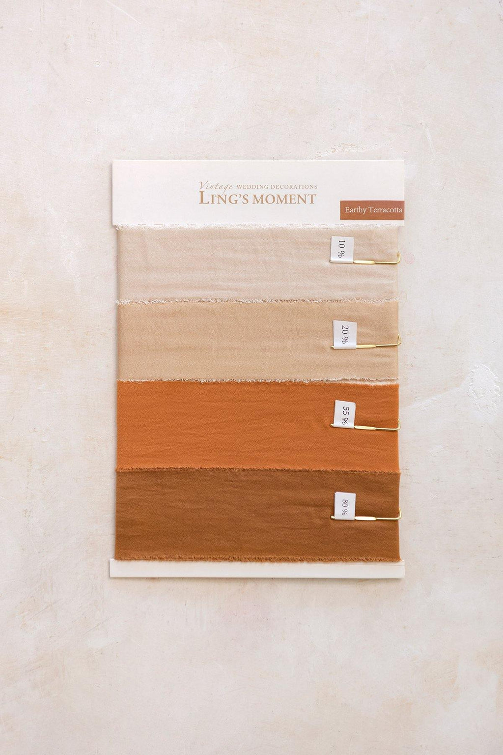 1.5"w x 1.5 Yard Sea-Island Ribbons Sample Swatch Card - Earthy Terracotta - lingsDev