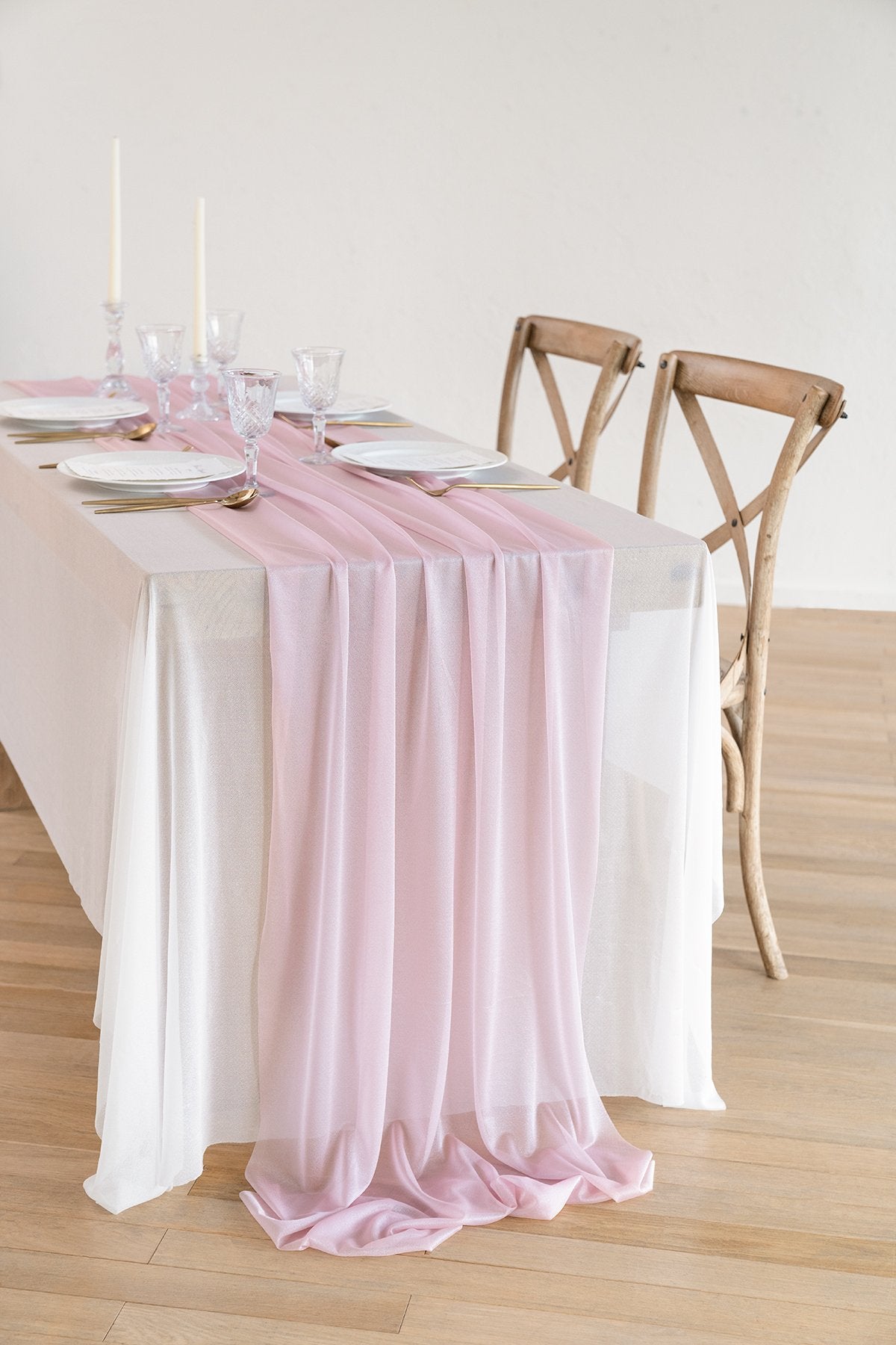 Romantic Sheer Table Runner 29"w x 10FT/14FT - Blush - lingsDev