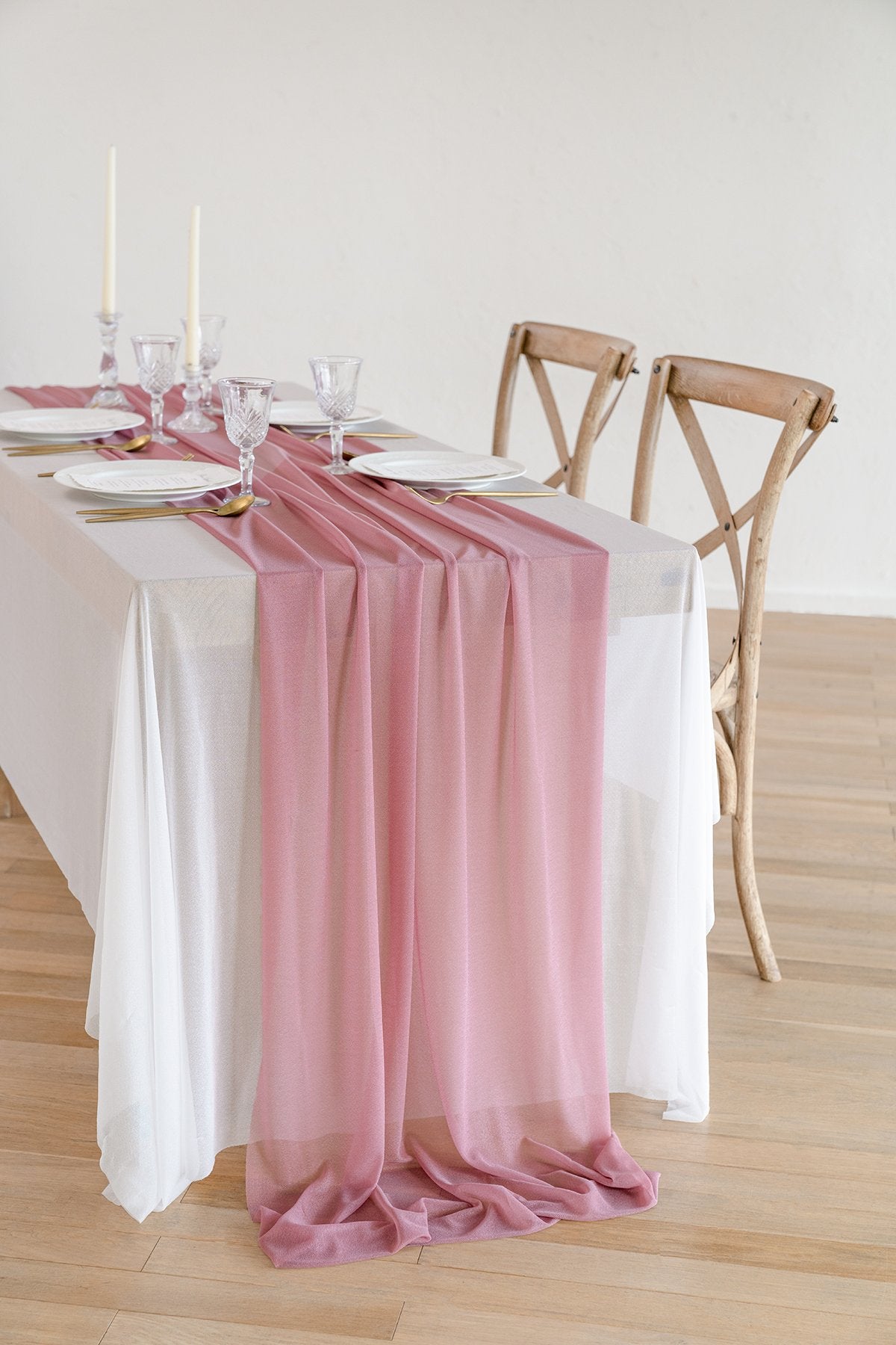 Romantic Sheer Table Runner 29"w x 10FT/14FT - Blush - lingsDev