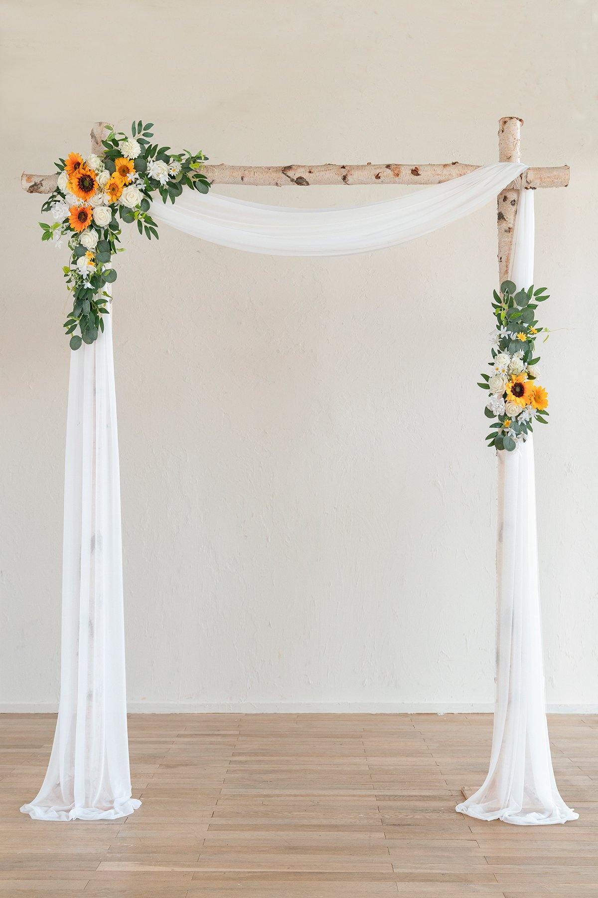 Flower Arch Décor with Sheer Drape (Set of 2) - Bright Sunflower - lingsDev