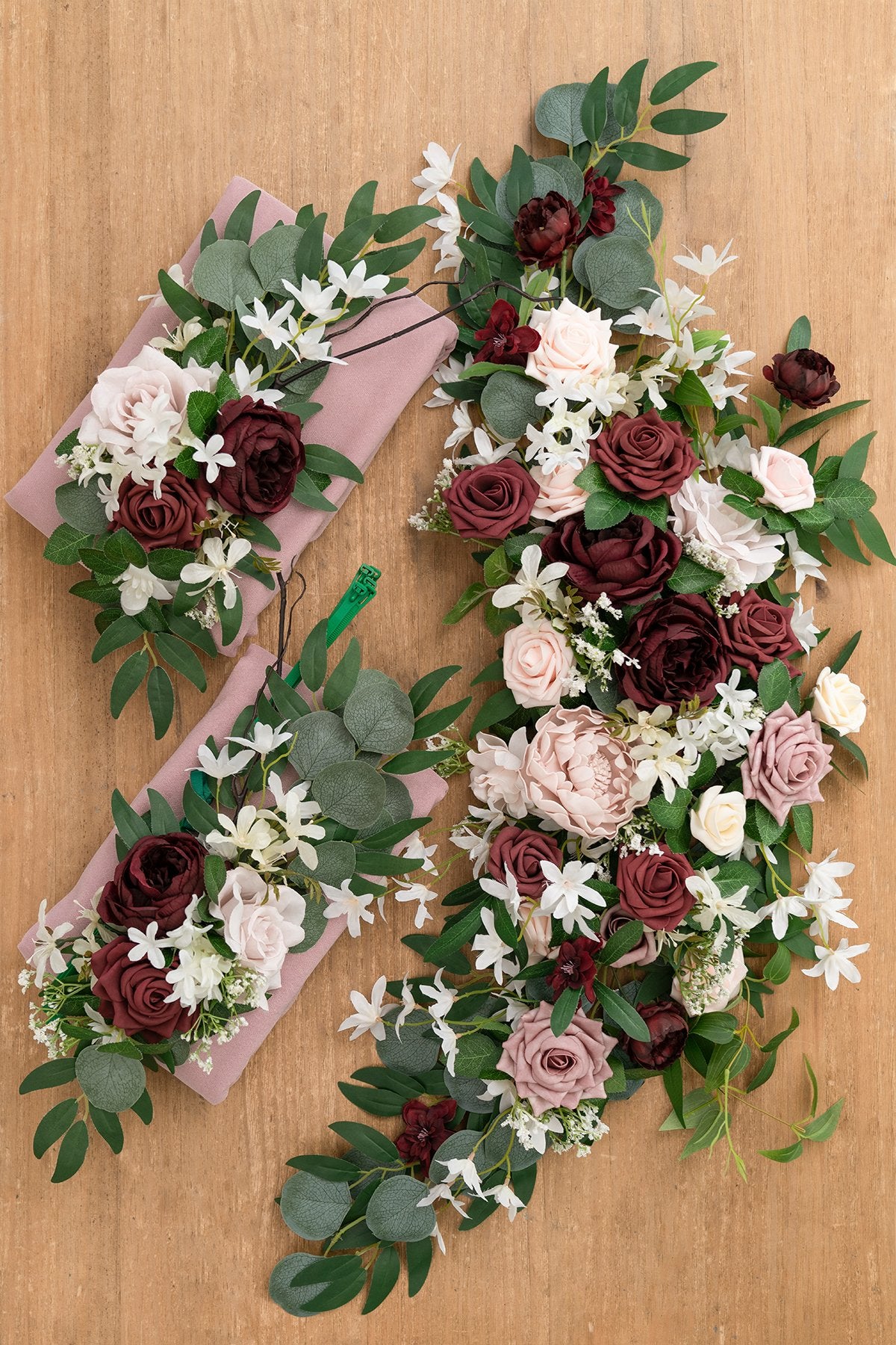 Flower Arch Décor with Lace Drape (Set of 3) - Burgundy - lingsDev