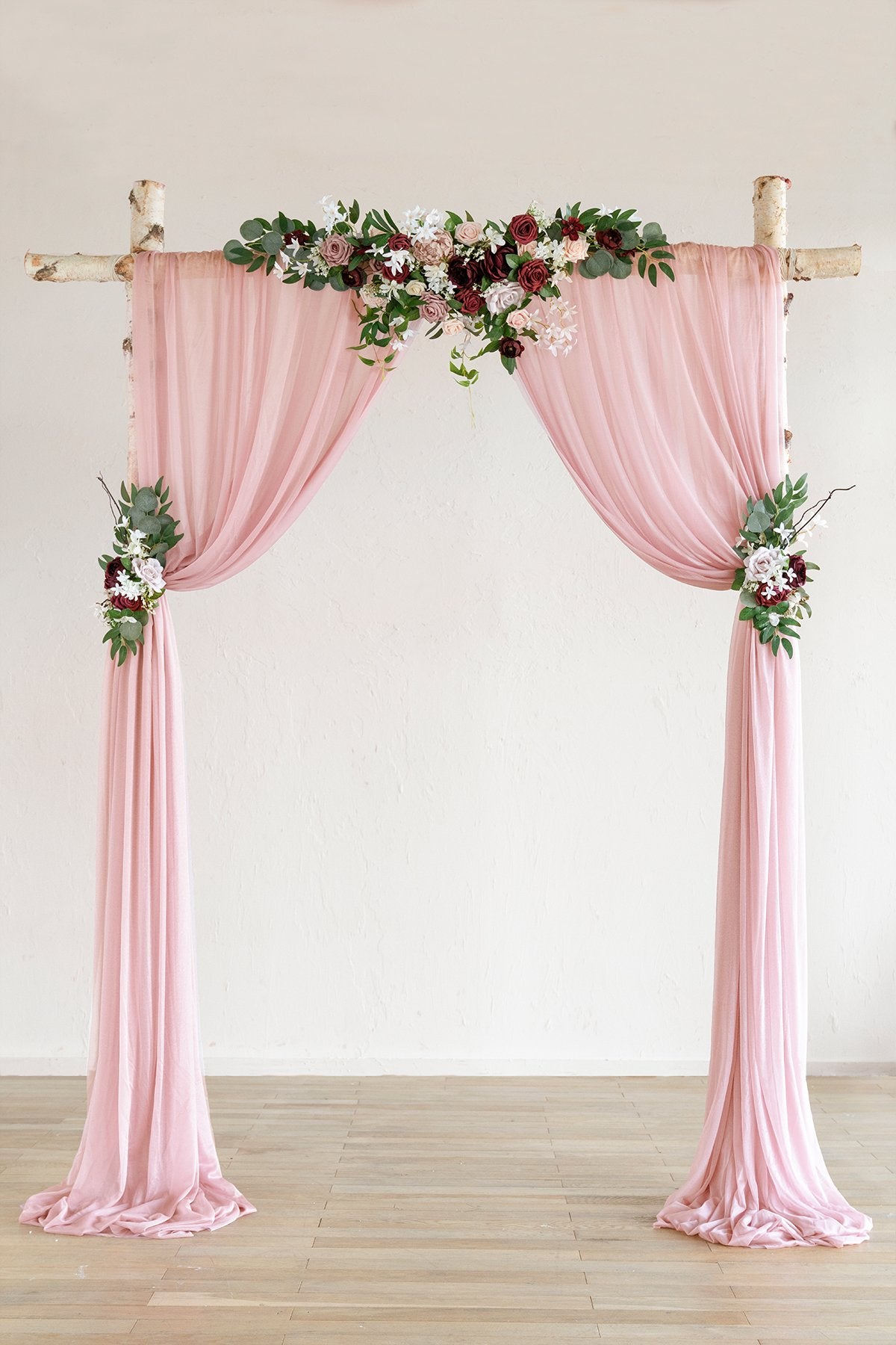 Flower Arch Décor with Lace Drape (Set of 3) - Burgundy - lingsDev