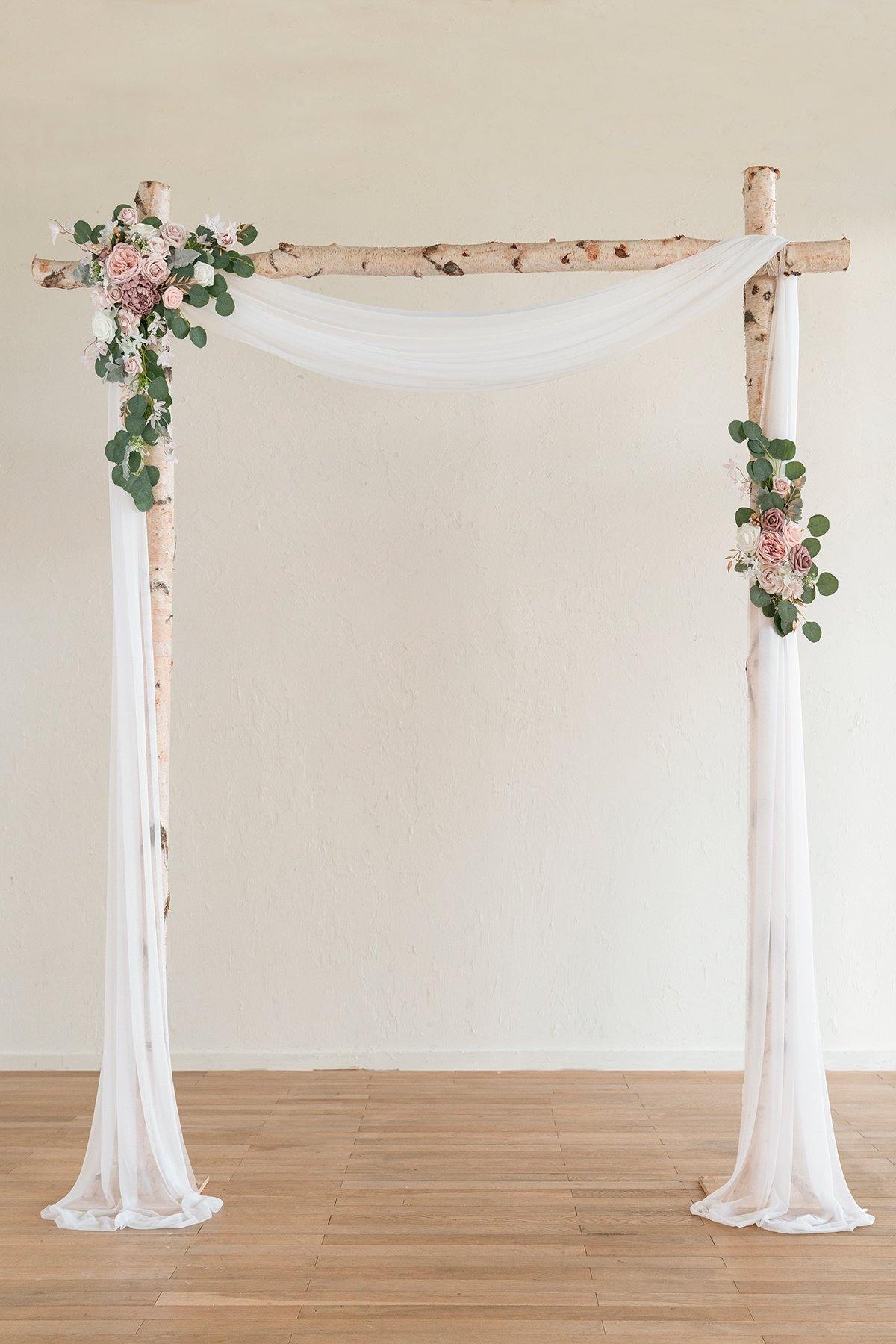 Flower Arch Décor with Sheer Drape (Set of 2) - Garden Dusty Rose - lingsDev