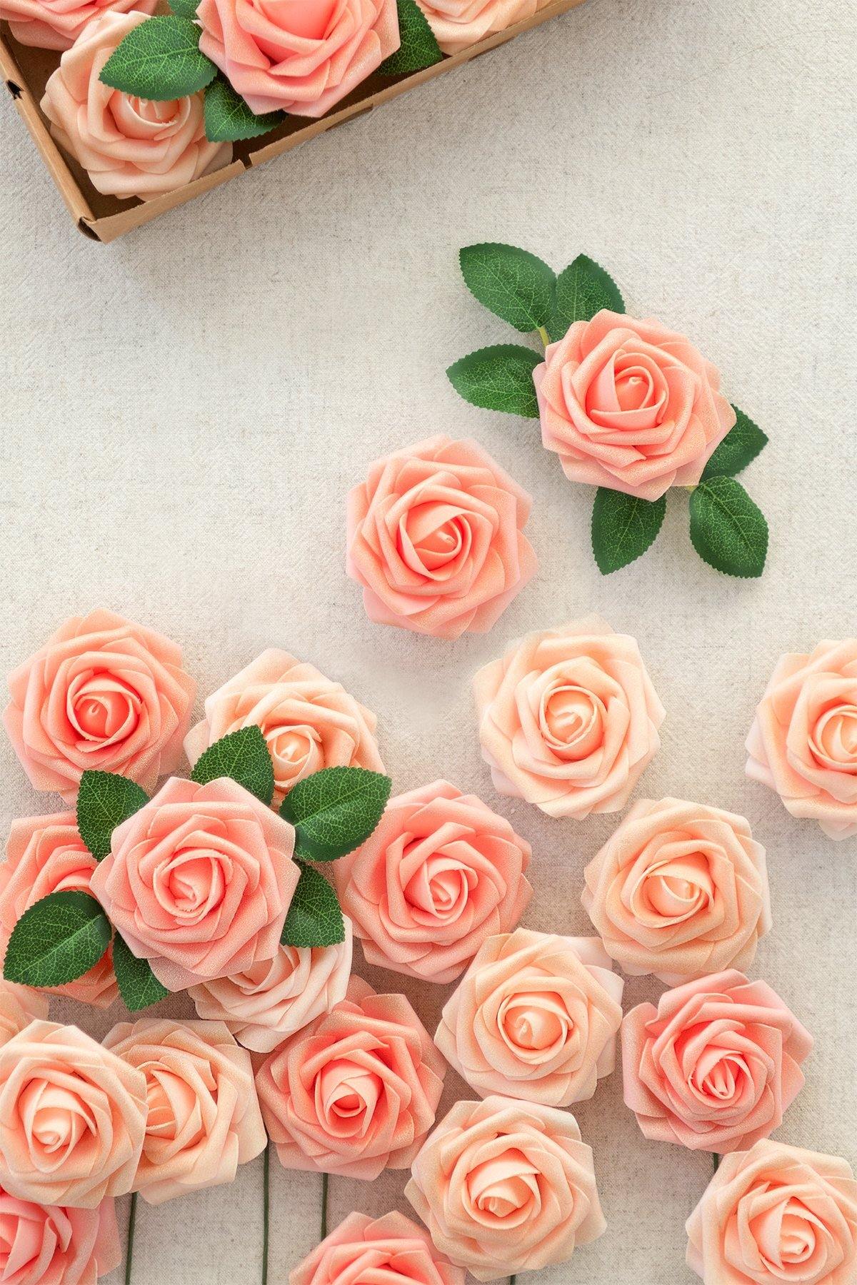 3" Foam Rose with Stem - Blush & Pink - lingsDev