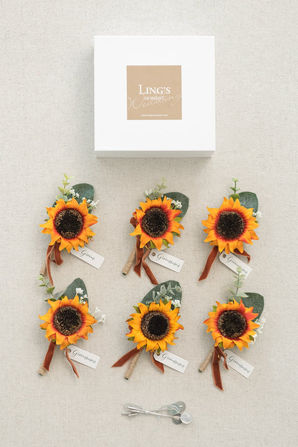 Wedding Boutonnieres (Set of 6) - Sunflower - lingsDev