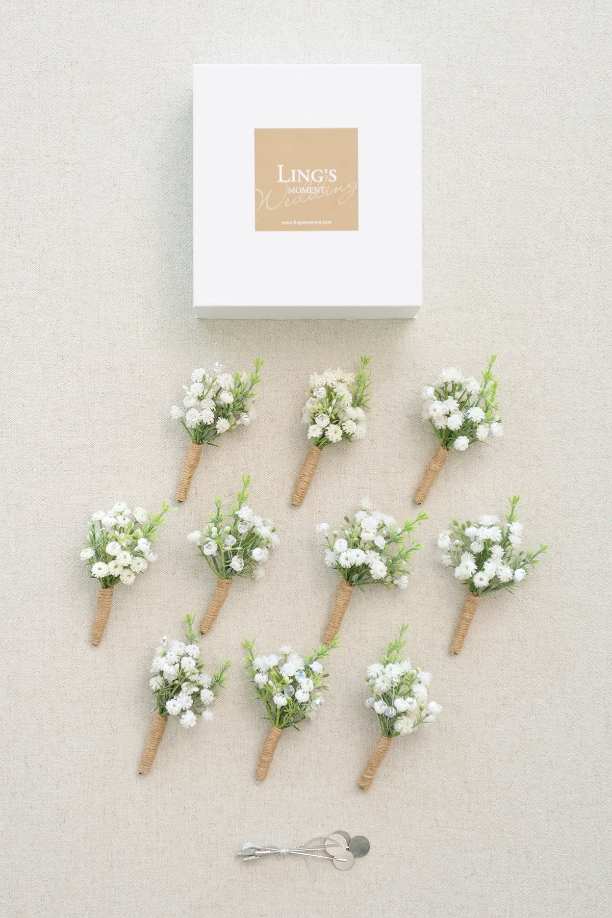 Wedding Boutonnieres (Set of 10) - Baby's Breath - lingsDev