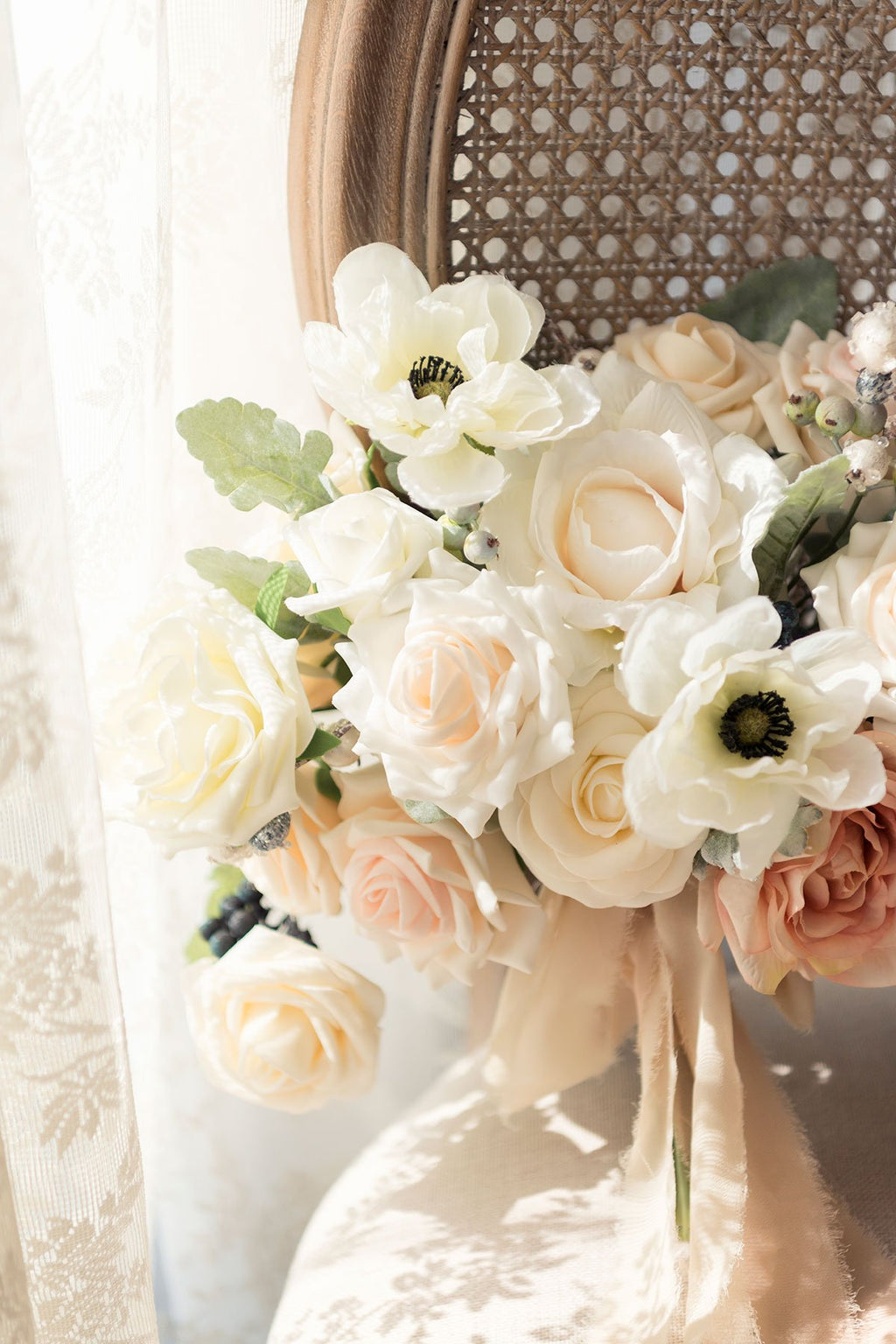 White & Beige Flowers & Greenery for DIY - lingsDev