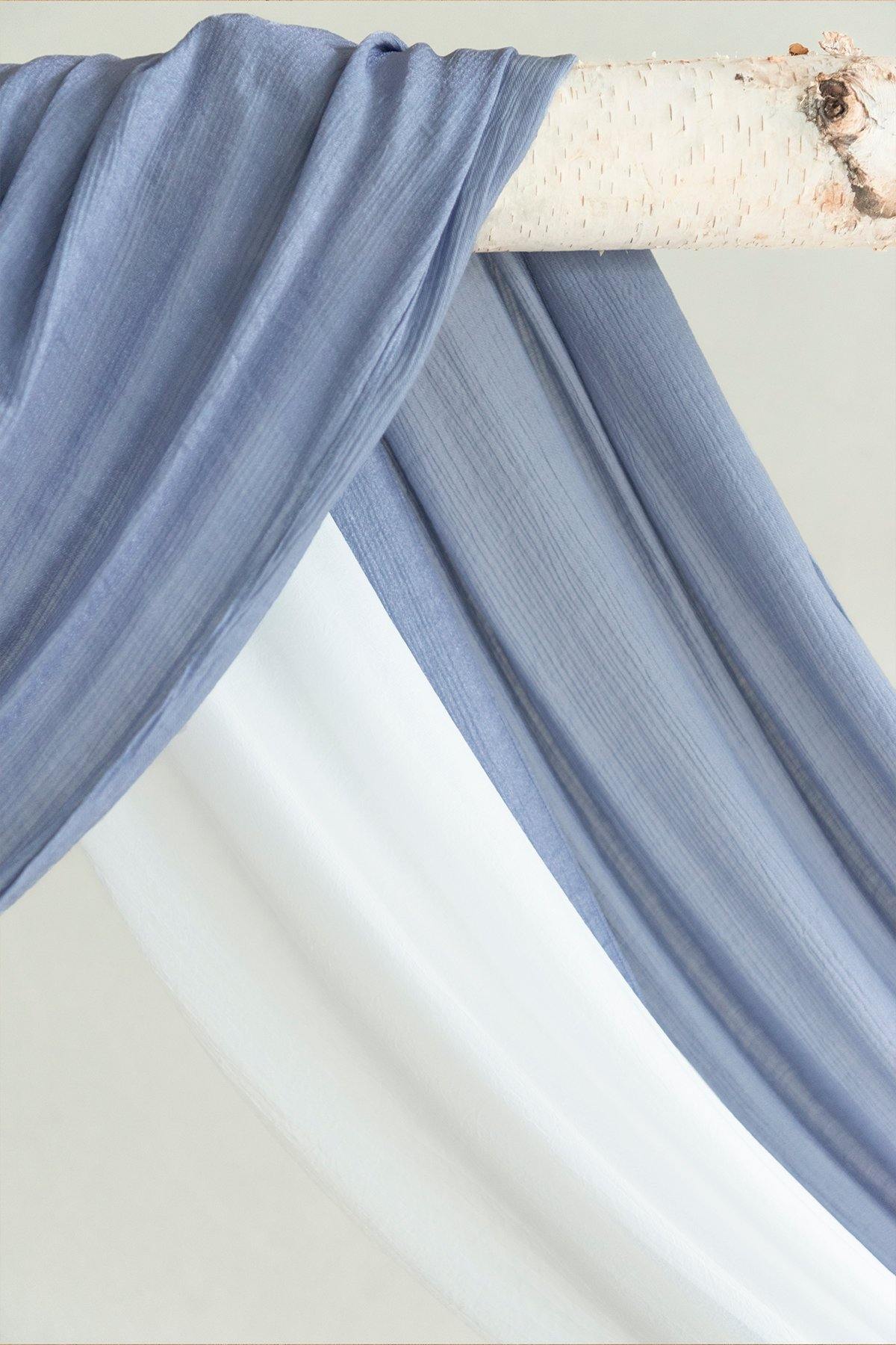 Wedding Arch Drapping Fabric 30"w x 6.5 Yards (Set of 2) - Dusty Blue & White - lingsDev