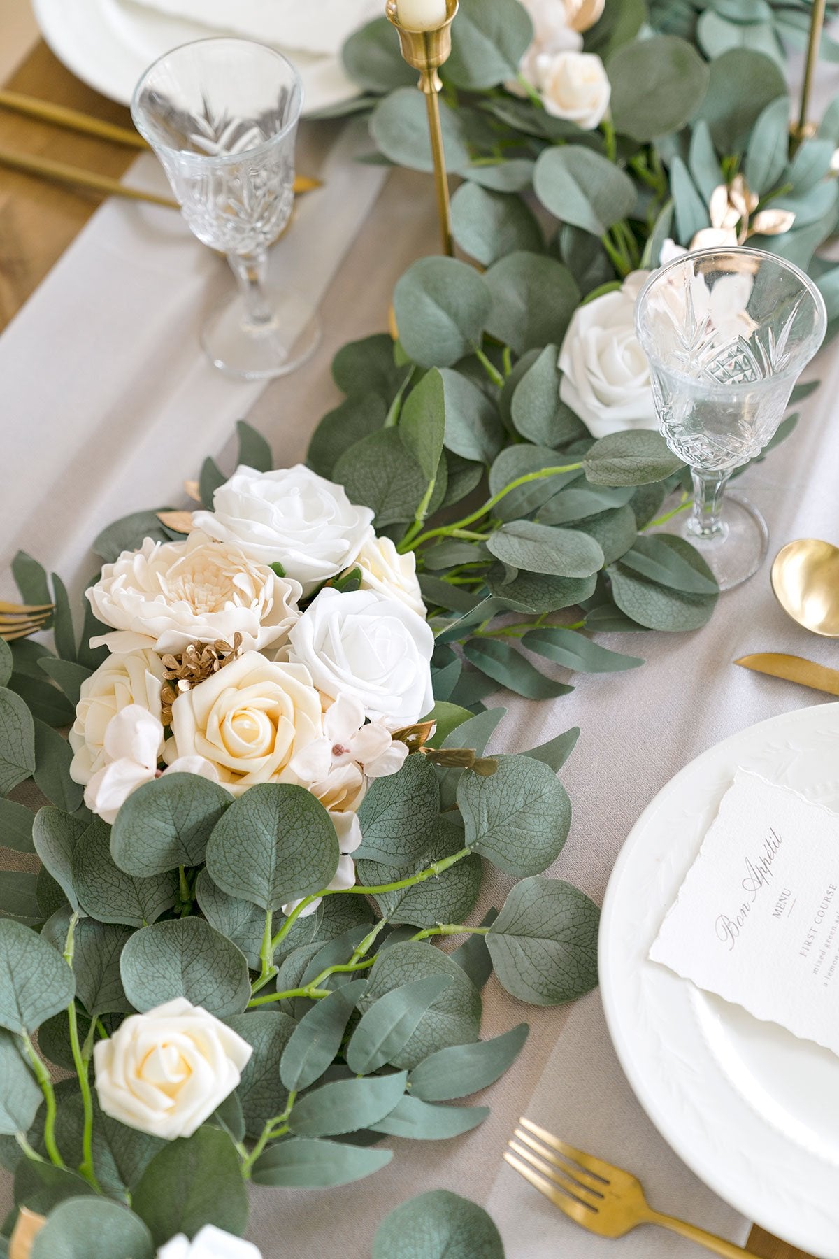 Eucalyptus and Willow Leaf Flower Garland 6.5FT - Cream - lingsDev