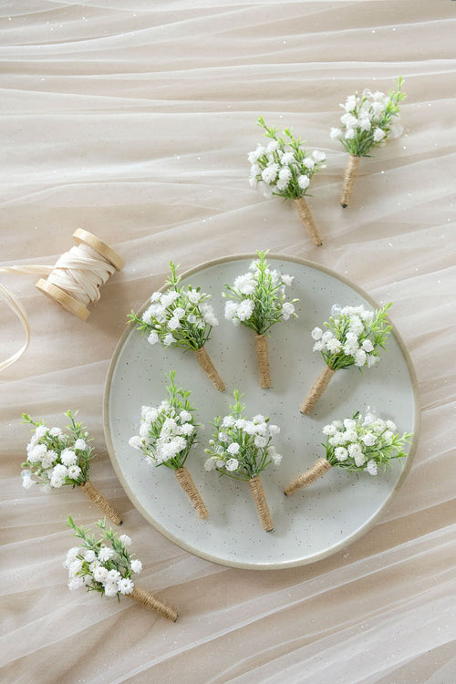 Wedding Boutonnieres (Set of 10) - Baby's Breath - lingsDev