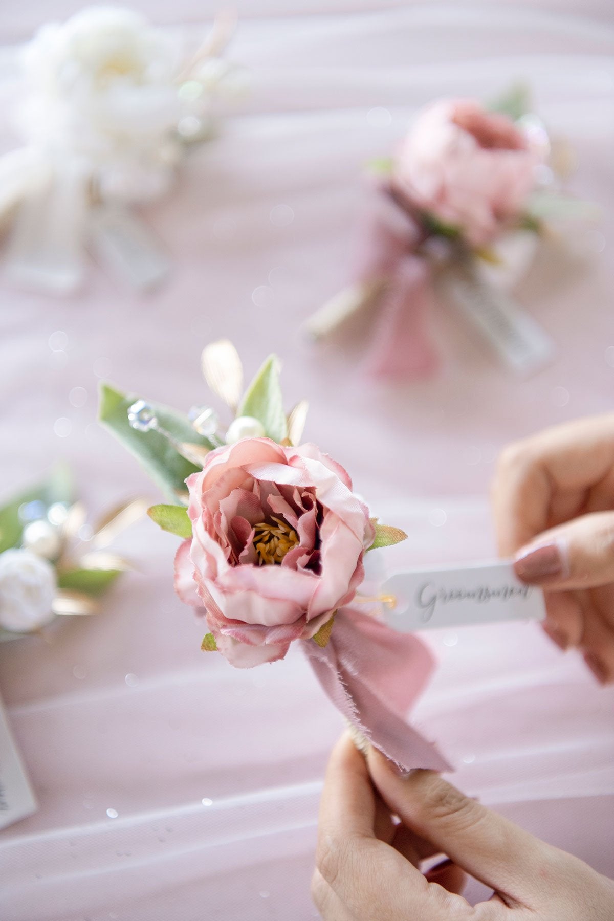 Wedding Boutonnieres (Set of 6) - Dusty Rose Peony - lingsDev