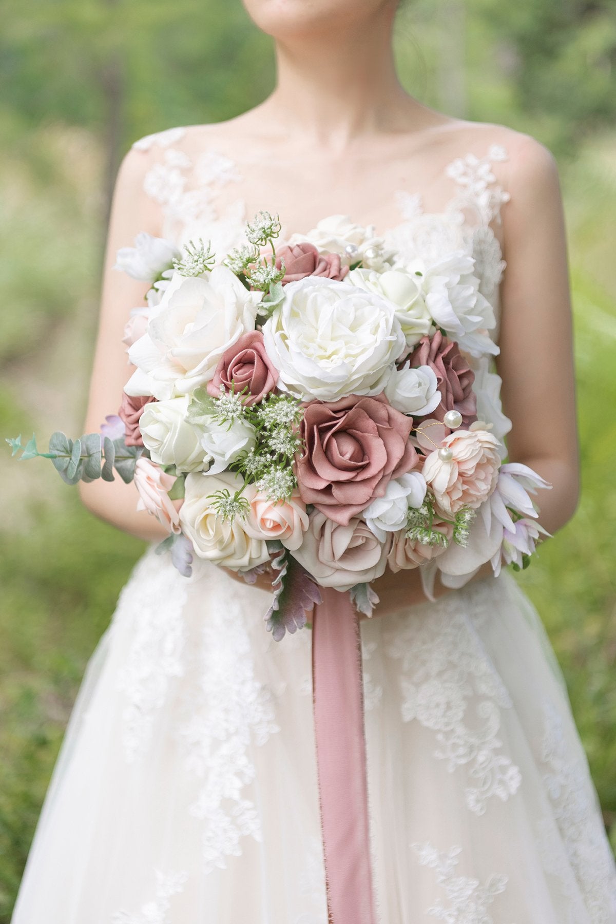 Dusty Rose & Cream Personal Flowers Pre-arranged Package | Bouquets + Wrist Corsages + Boutonnieres