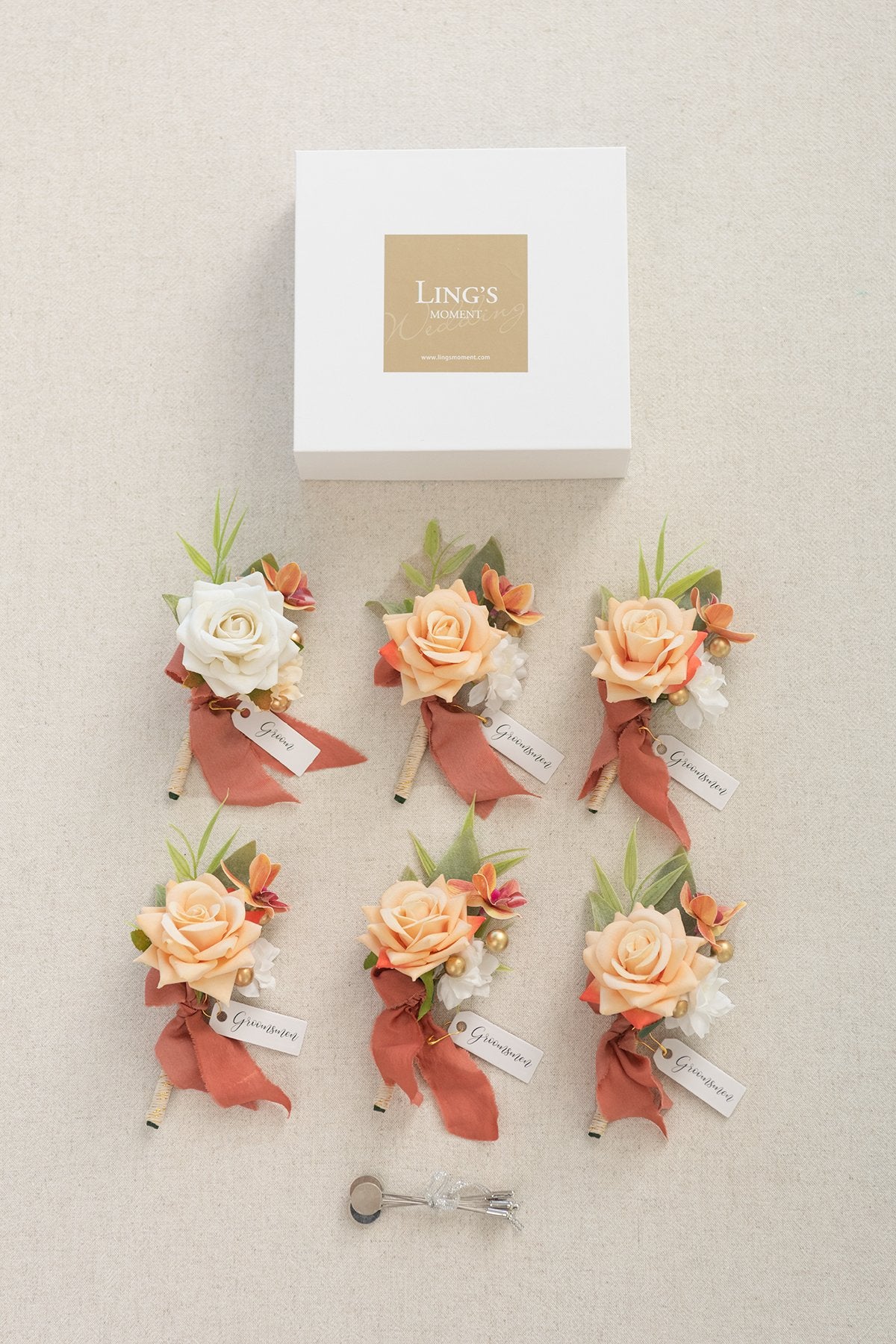 Wedding Boutonnieres - Sunset Terracotta (4 Styles)