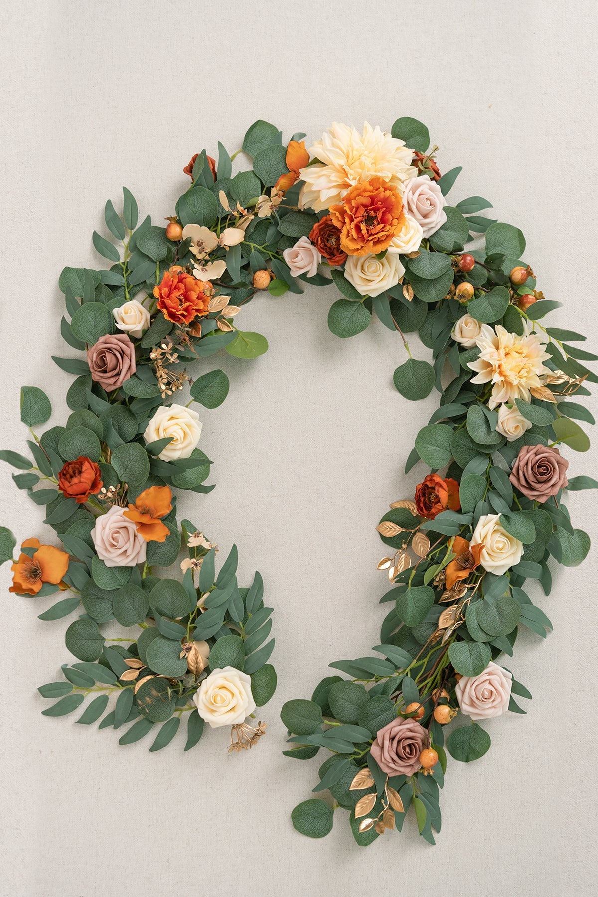 6ft Flower Garland for Rectangle Head Table in Sunset Terracotta