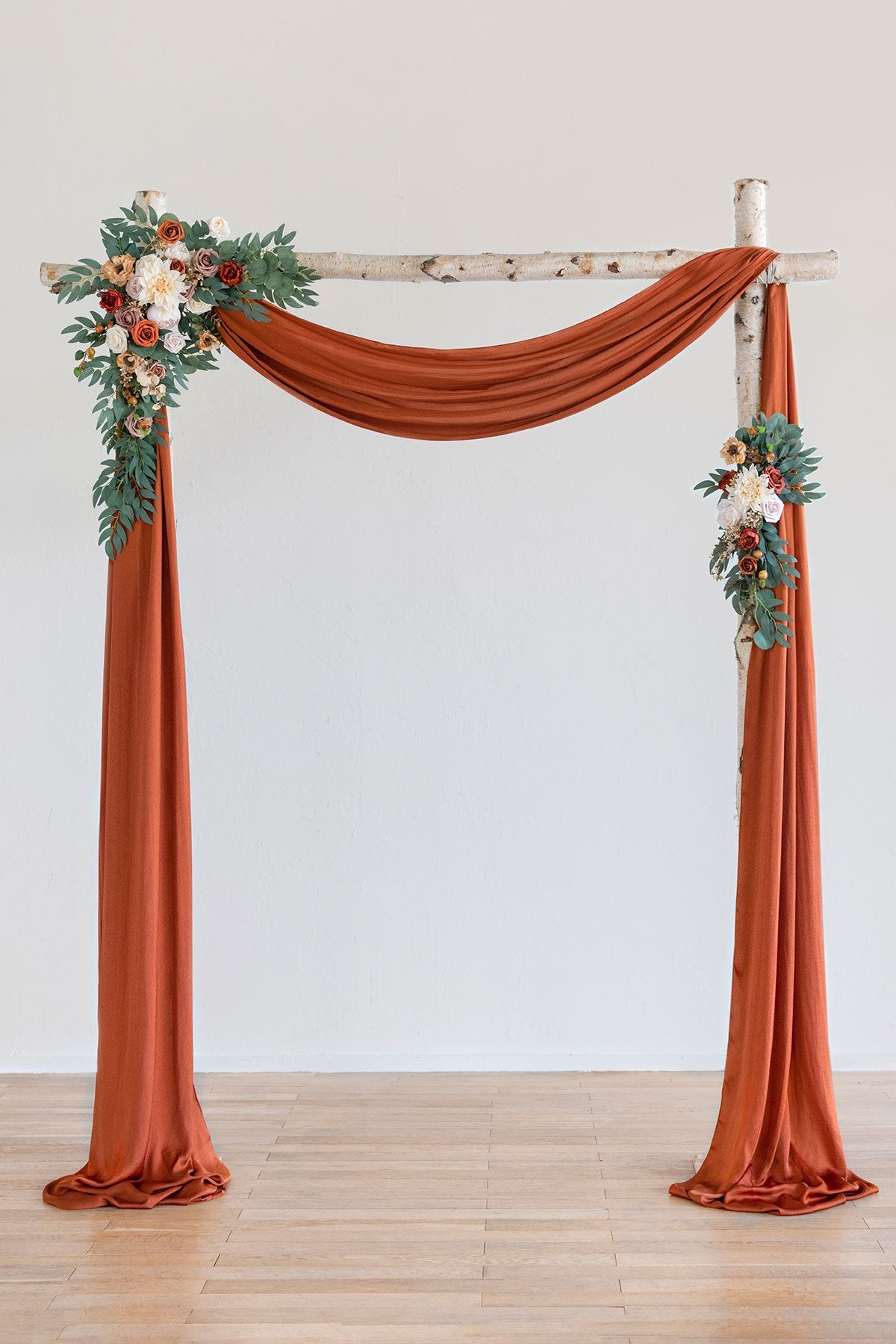 2pcs Flower Arch Décor with Polyester Drape (Pack of 3) - Fall Terracotta