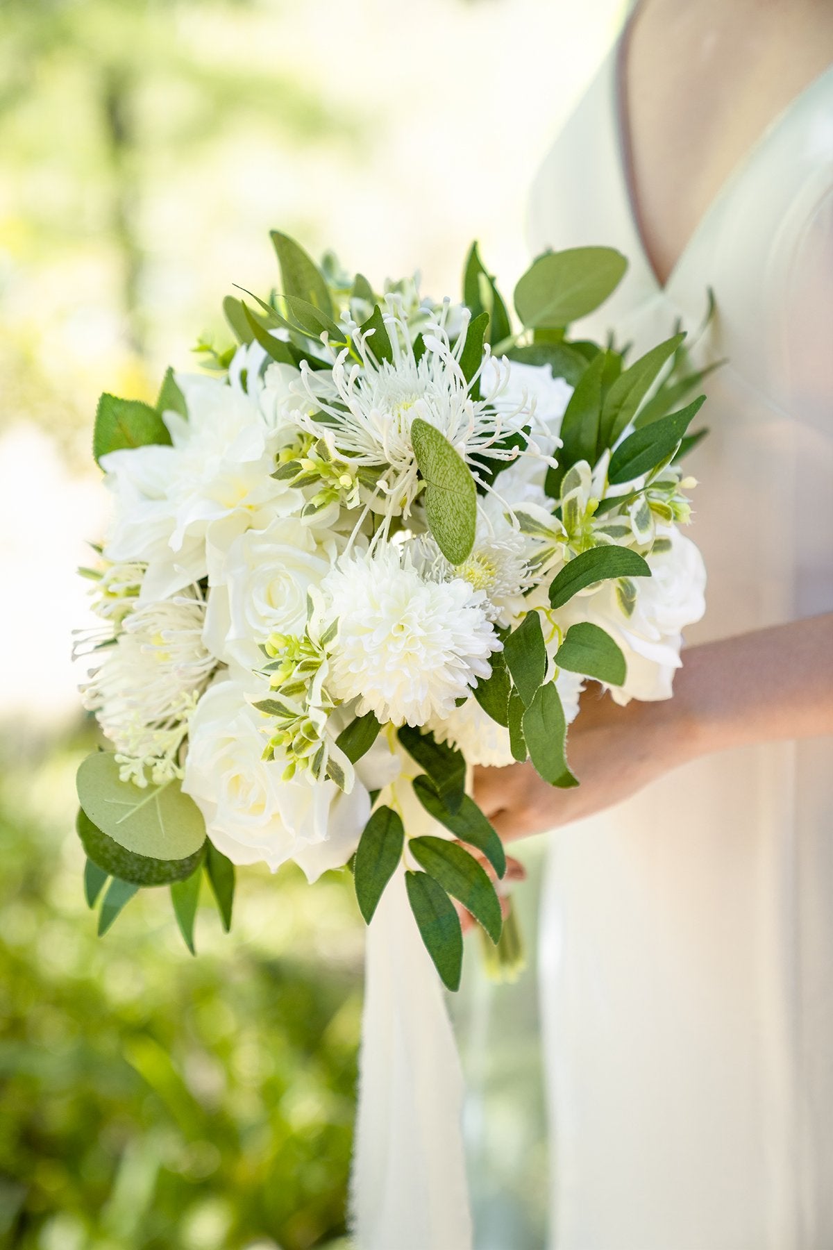 White & Beige Flowers & Greenery for DIY - lingsDev