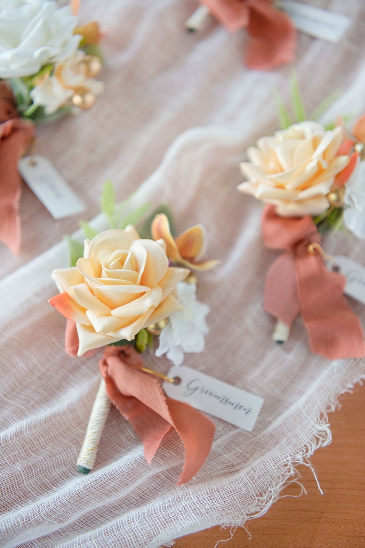 Wedding Boutonnieres - Sunset Terracotta (4 Styles)