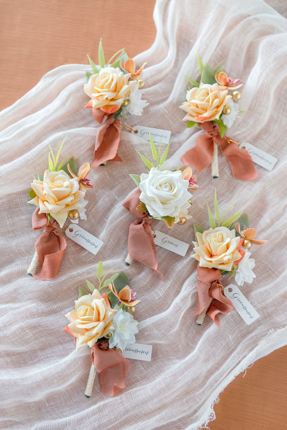 Wedding Boutonnieres - Sunset Terracotta (4 Styles)