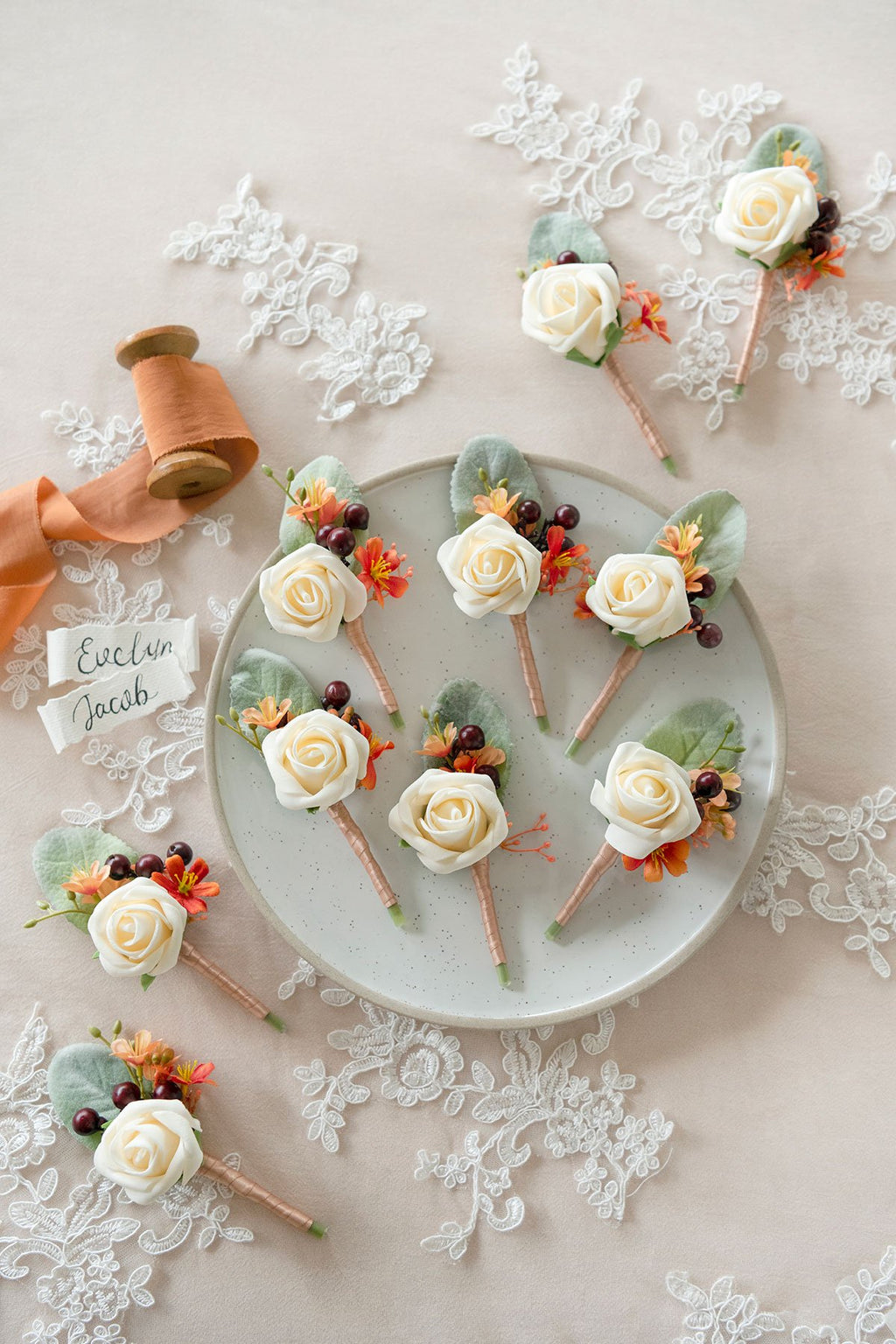 Wedding Boutonnieres (Set of 10) - Terracotta - lingsDev