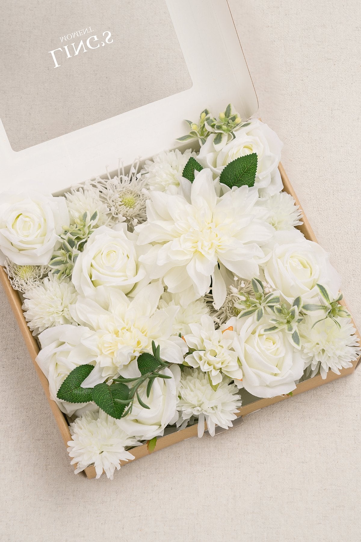 White & Beige Flowers & Greenery for DIY - lingsDev