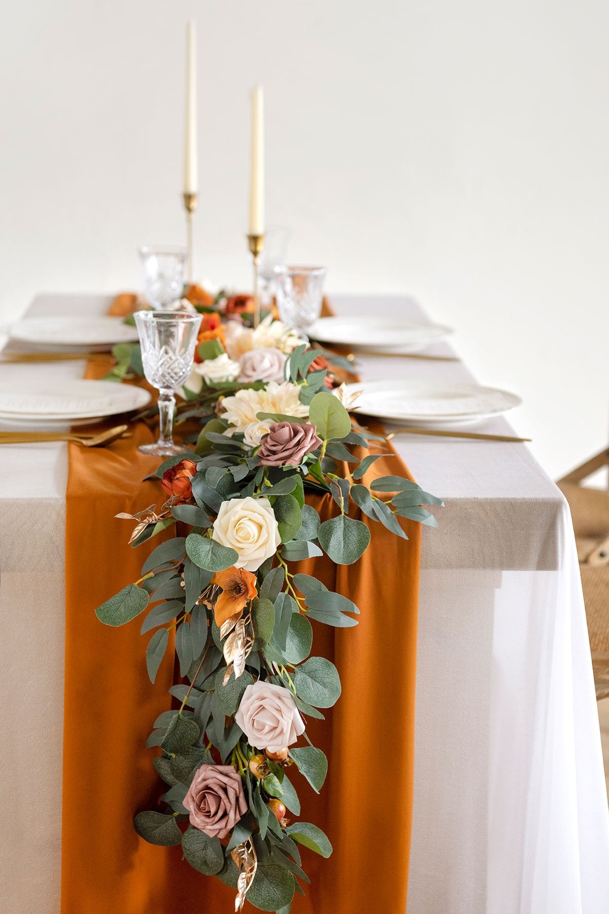 Velvety Table Runner 28"w x 10FT - Terracotta - lingsDev