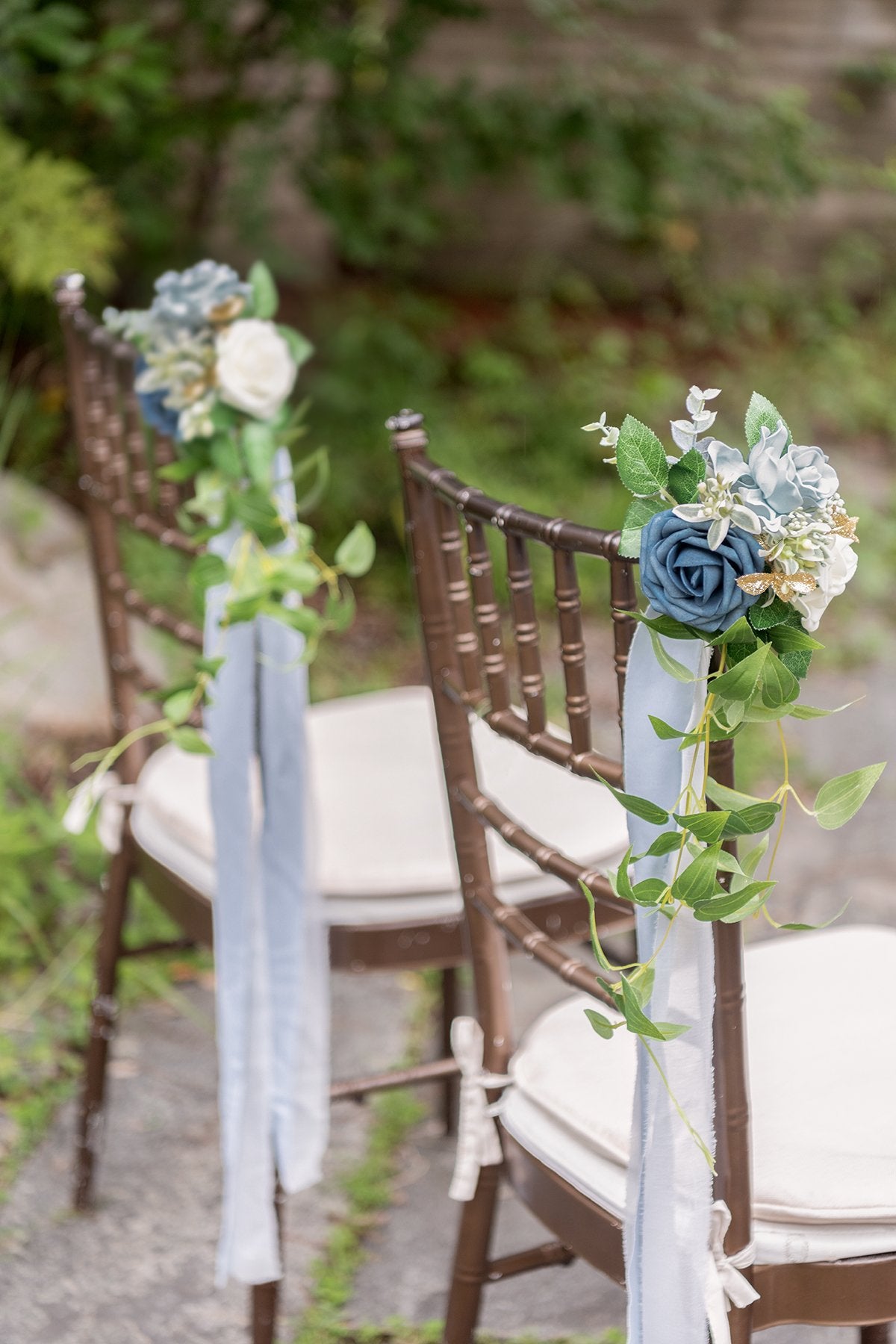 Wedding Aisle Decoration Pew Flowers (Set of 8) - Dusty Blue - lingsDev