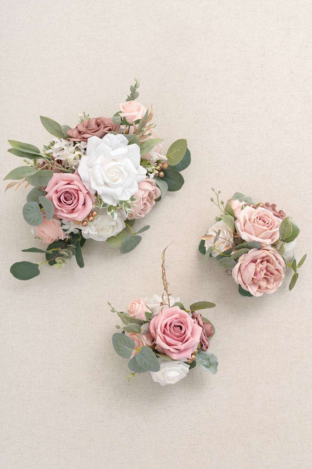 Assorted Size Half Moon Flower Ball Centerpiece (Set of 3) - Dusty Rose - lingsDev