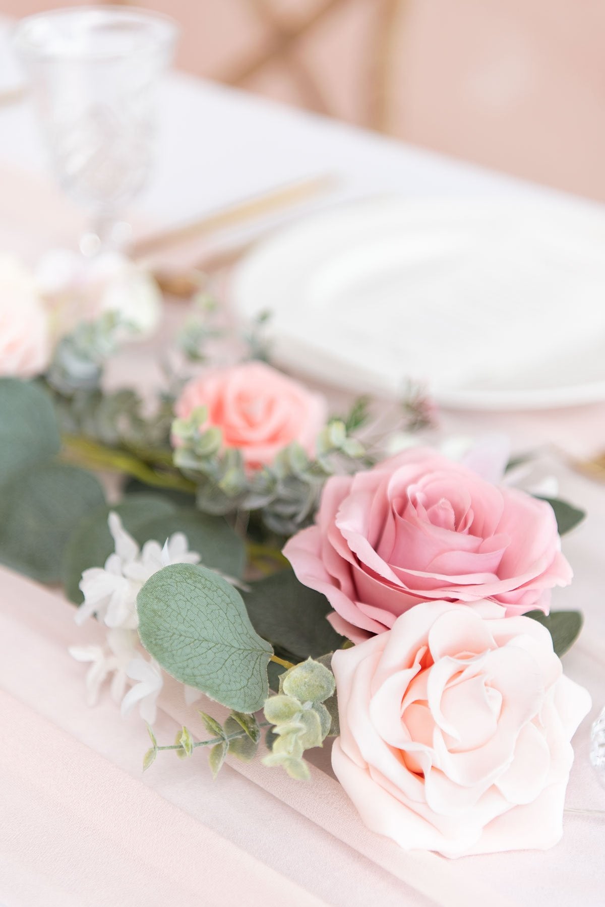 Eucalyptus Flower Garland with Fairy Lights 6.5FT - Blush Pink - lingsDev