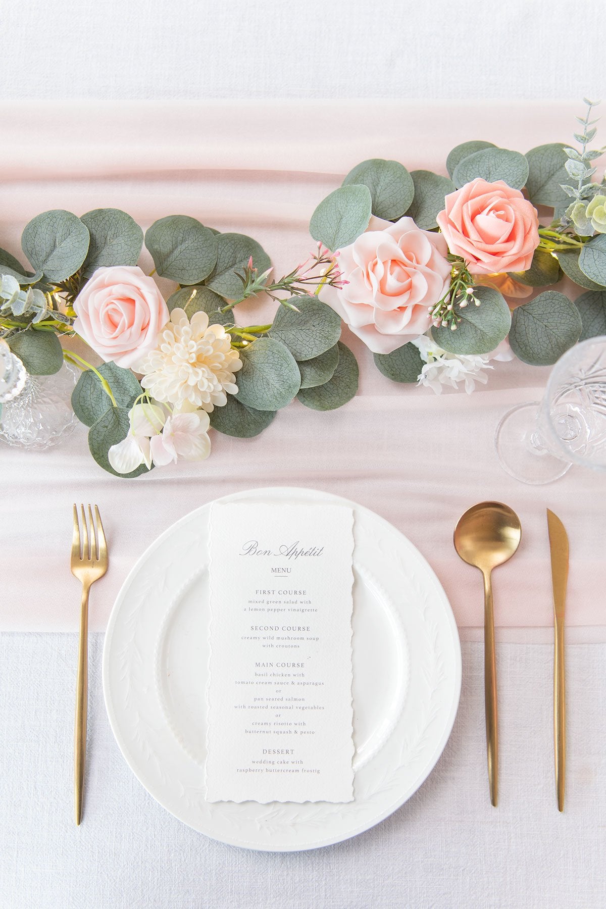 Eucalyptus Flower Garland with Fairy Lights 6.5FT - Blush Pink - lingsDev