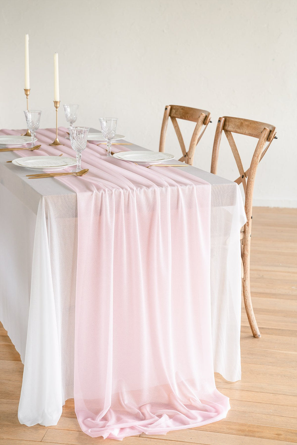 Sheer Chiffon Table Runner 27"w x 10FT - 2 Colors - lingsDev