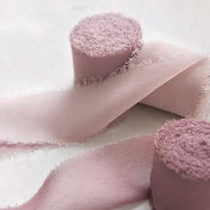 1.5"w x 6 Yards Frayed Edge Chiffon Ribbon (Set of 3) - Dusty Rose