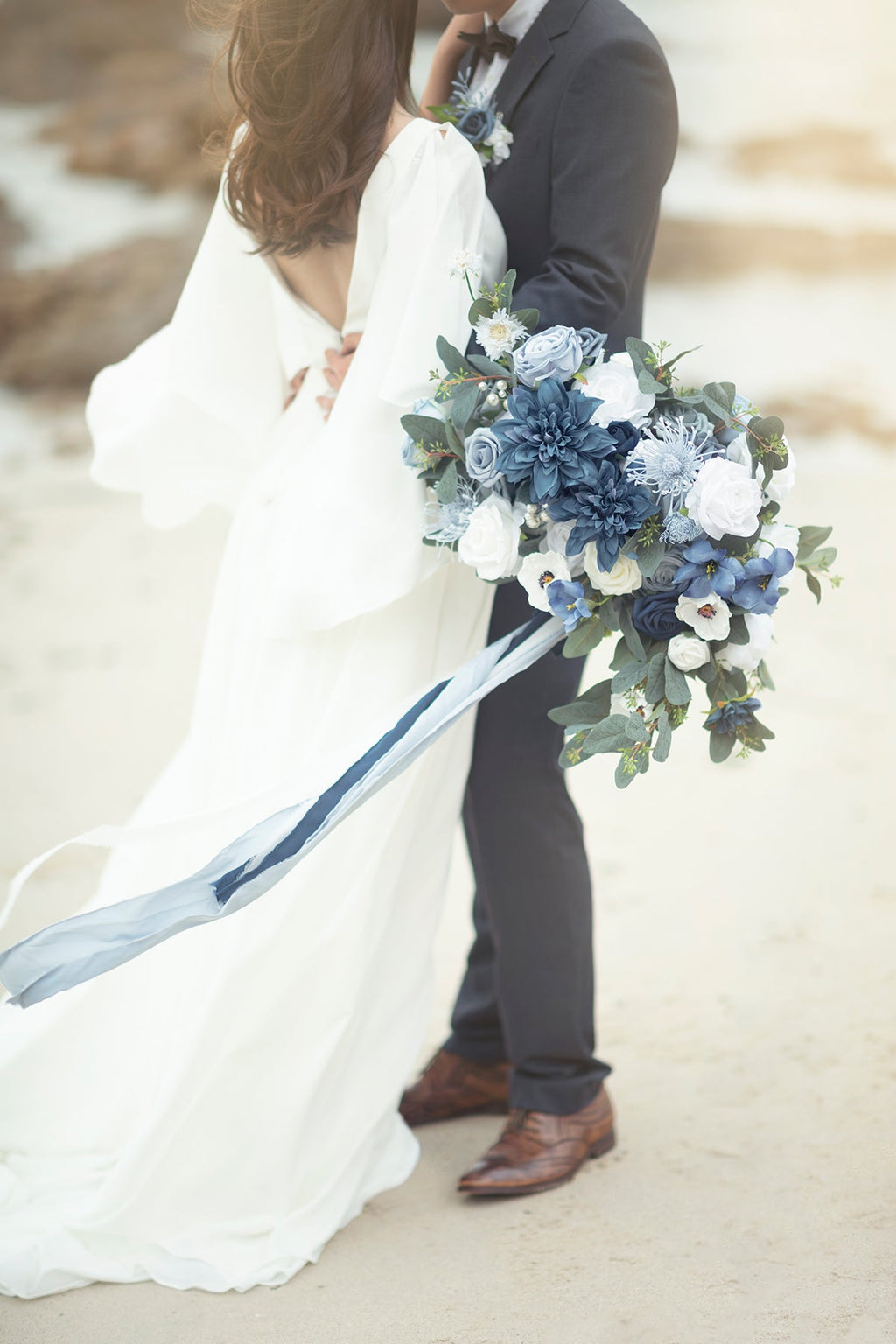 Dusty Blue & Navy Designer Flower Boxes